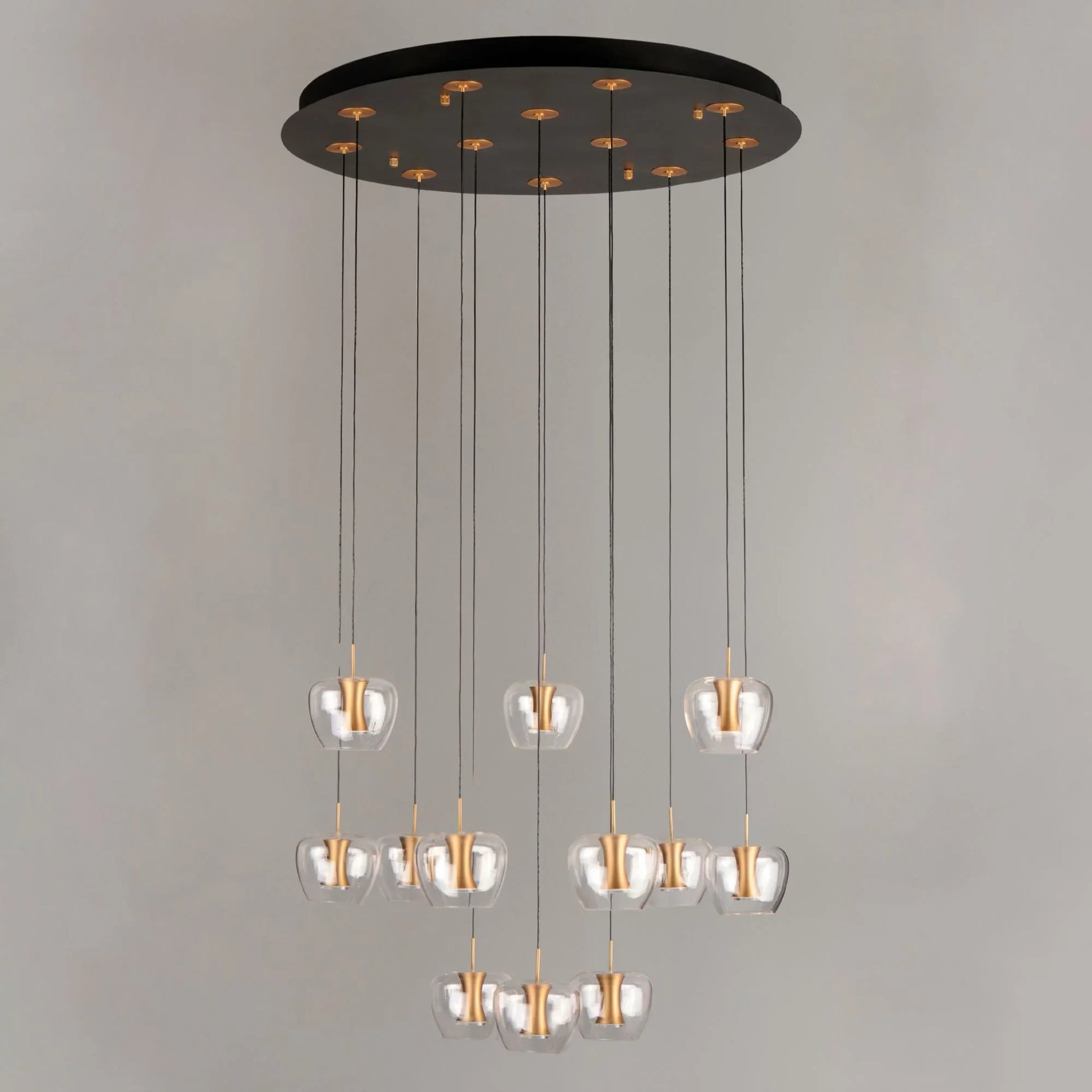 ET2 Lighting - Newton 28" 12-Light LED Pendant, Black & Gold Finish | Bees Lighting