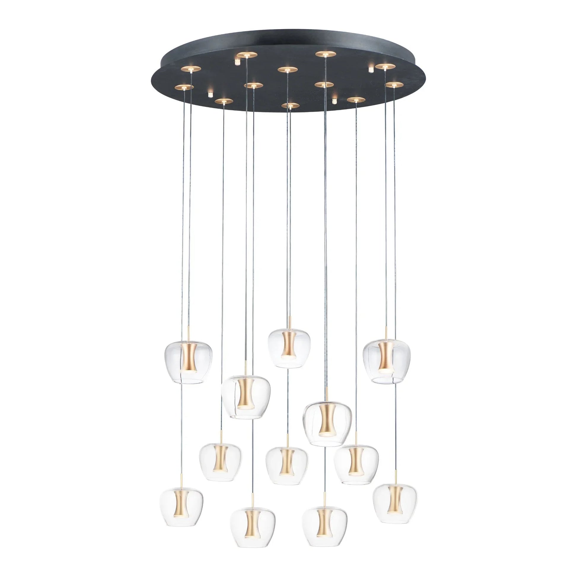 ET2 Lighting - Newton 28" 12-Light LED Pendant, Black & Gold Finish | Bees Lighting
