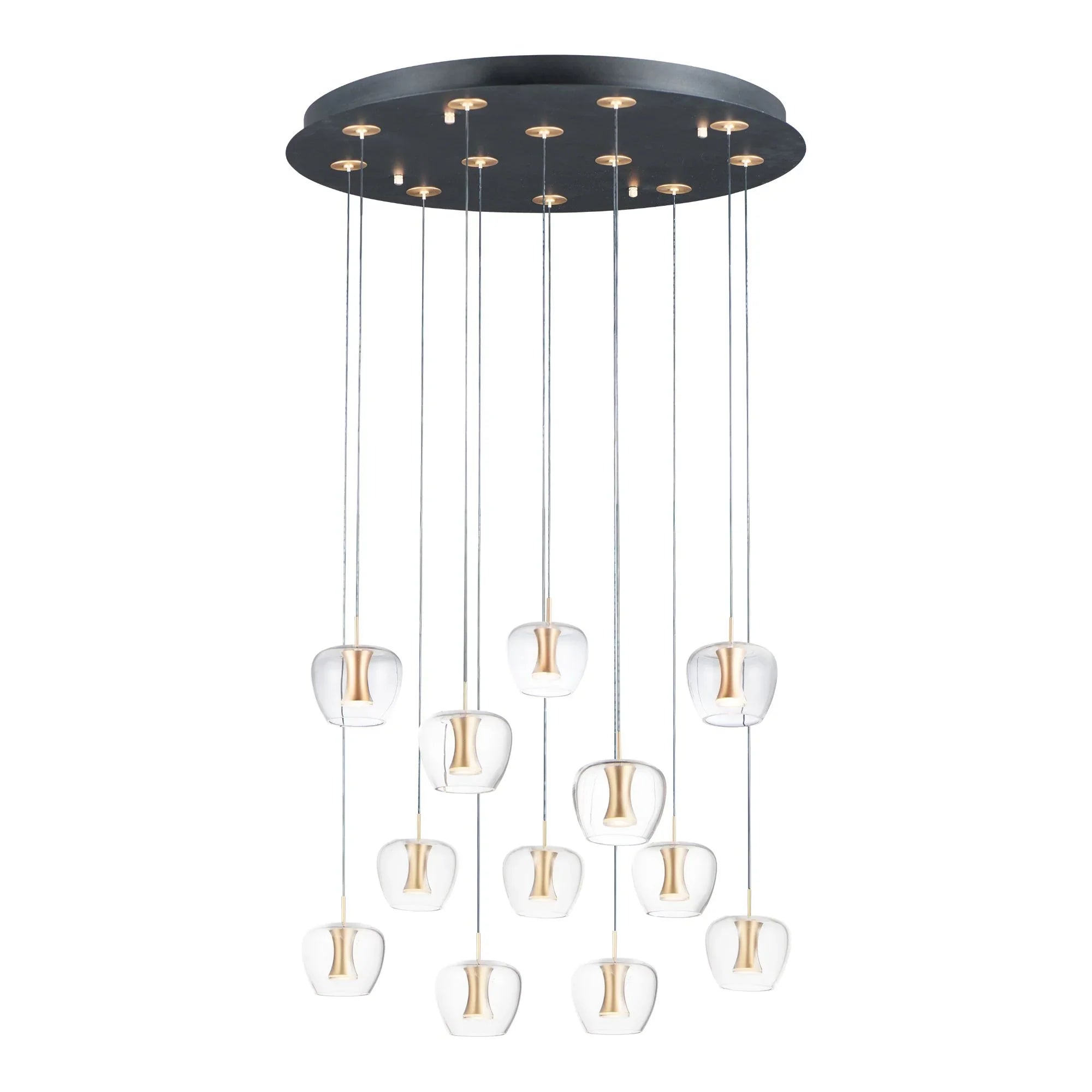 ET2 Lighting - Newton 28" 12-Light LED Pendant, Black & Gold Finish | Bees Lighting