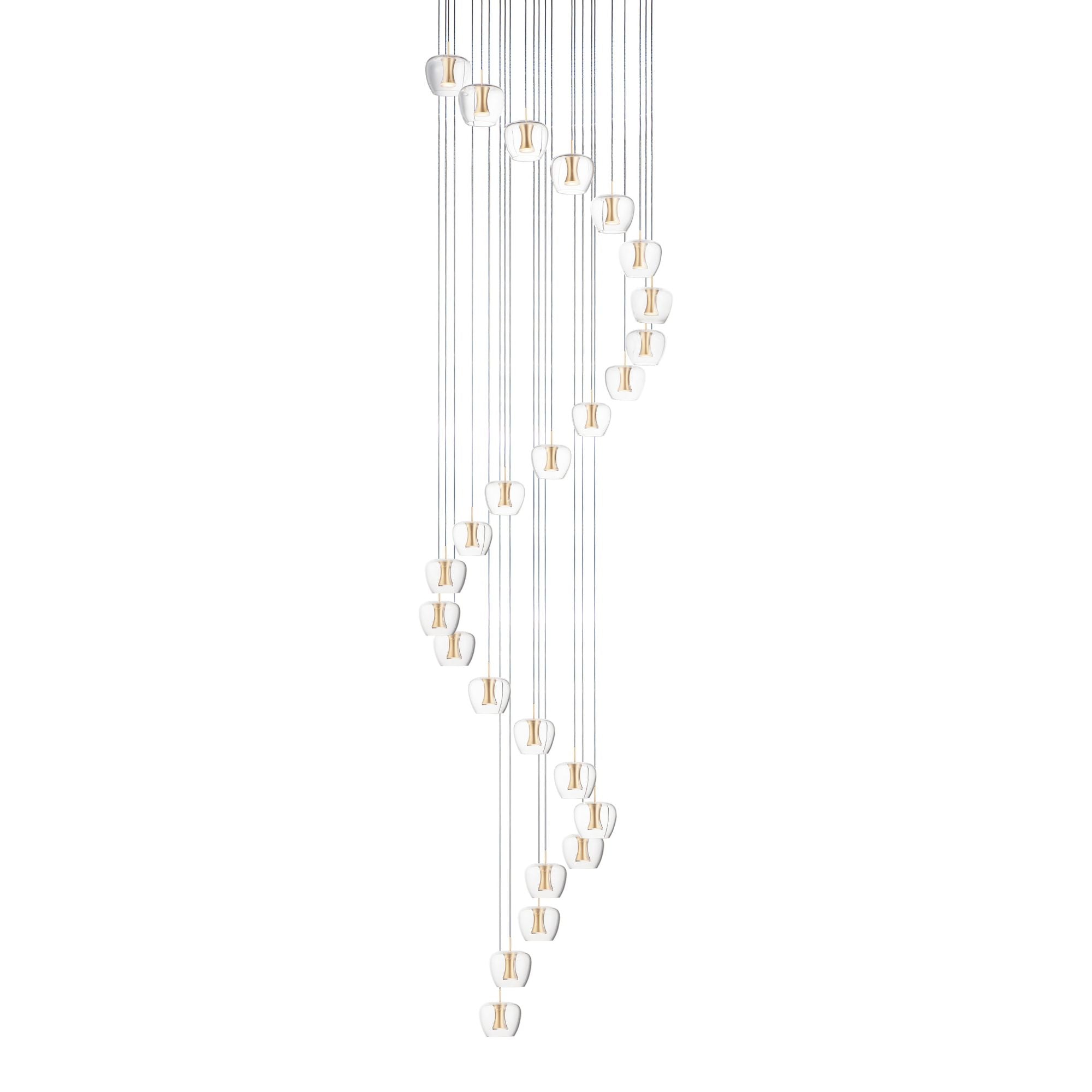Newton 28" 25-Light LED Pendant, Black & Gold Finish