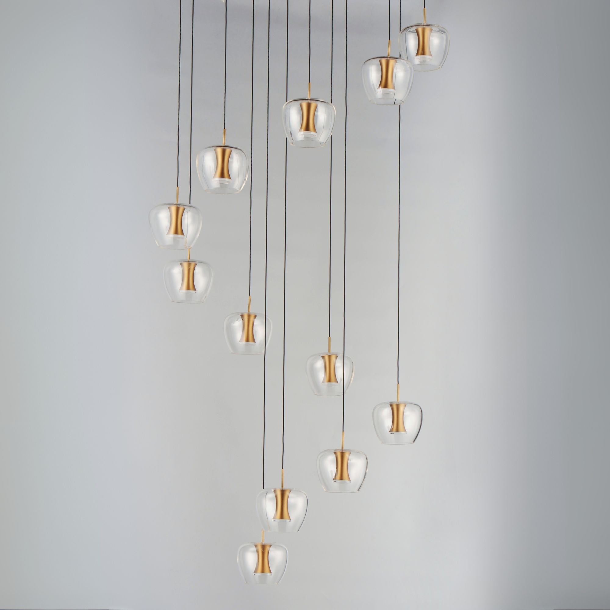 Newton 28" 25-Light LED Pendant, Black & Gold Finish