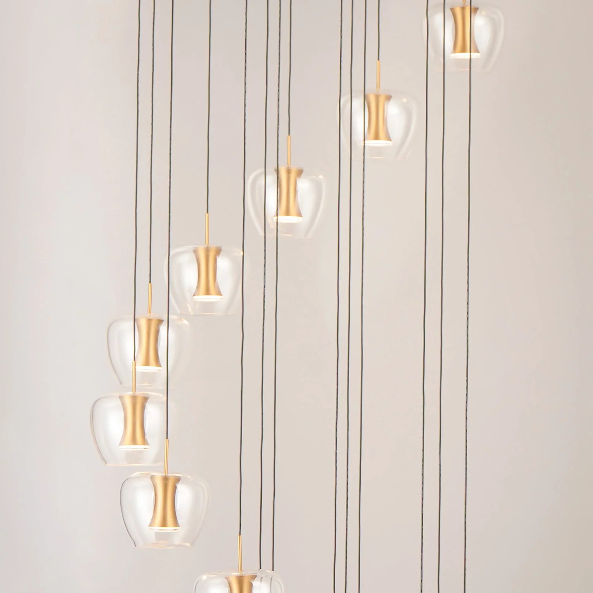 ET2 Lighting - Newton 28" 25-Light LED Pendant, Black & Gold Finish | Bees Lighting