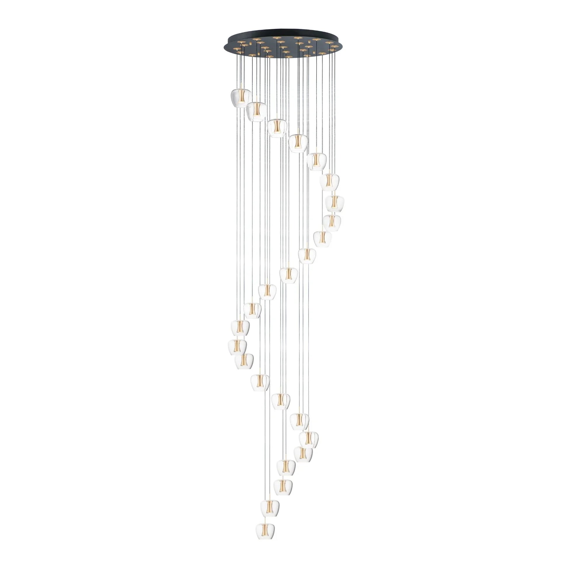 ET2 Lighting - Newton 28" 25-Light LED Pendant, Black & Gold Finish | Bees Lighting