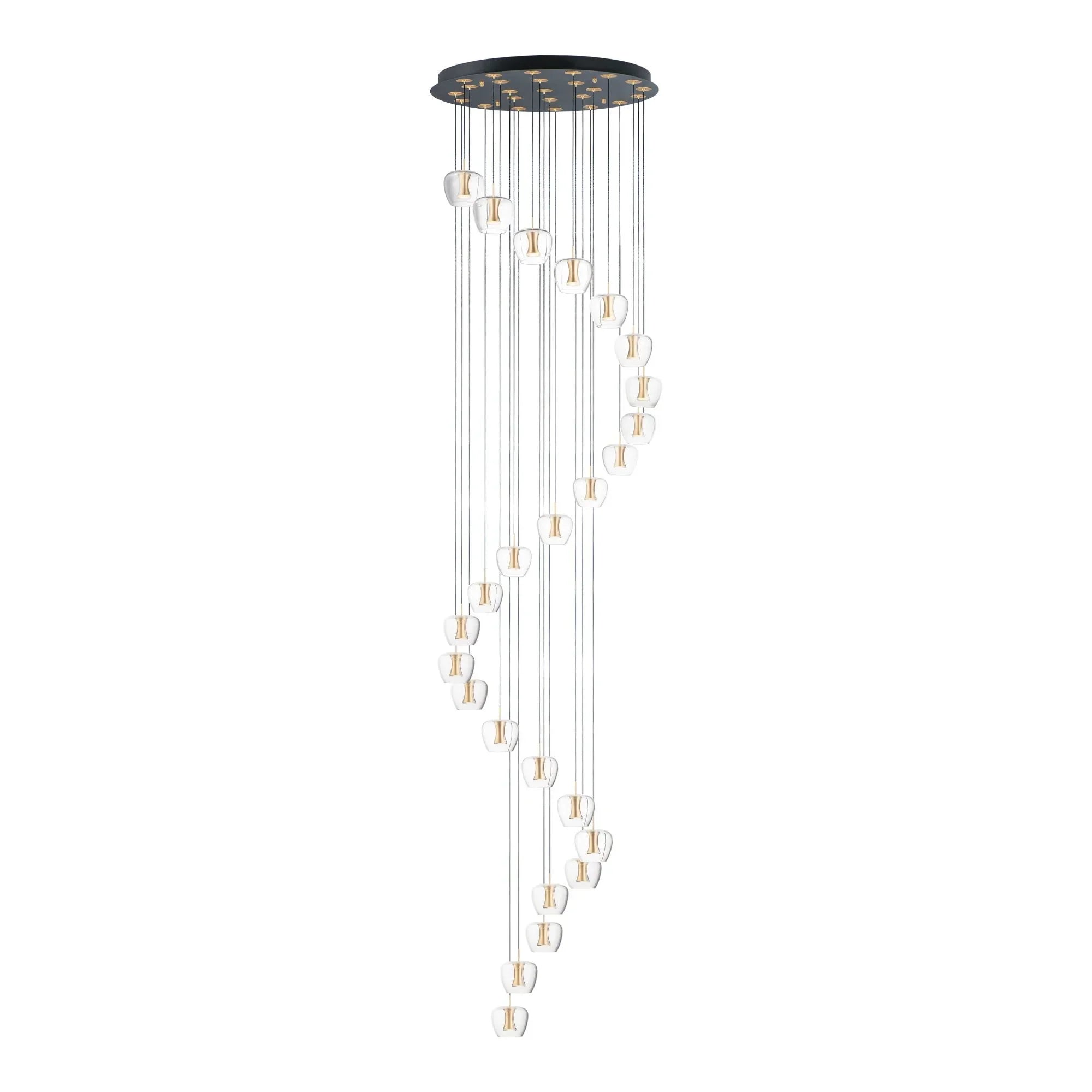 ET2 Lighting - Newton 28" 25-Light LED Pendant, Black & Gold Finish | Bees Lighting
