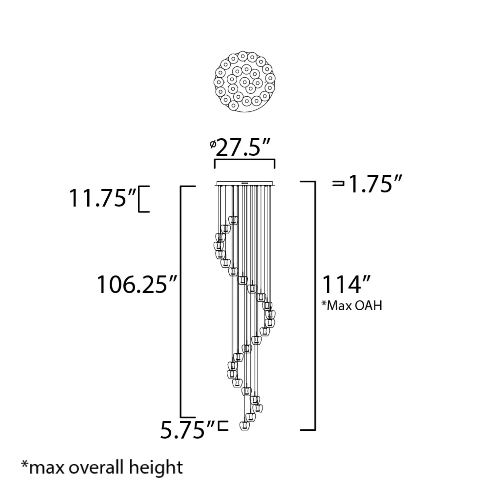 ET2 Lighting - Newton 28" 25-Light LED Pendant, Black & Gold Finish | Bees Lighting