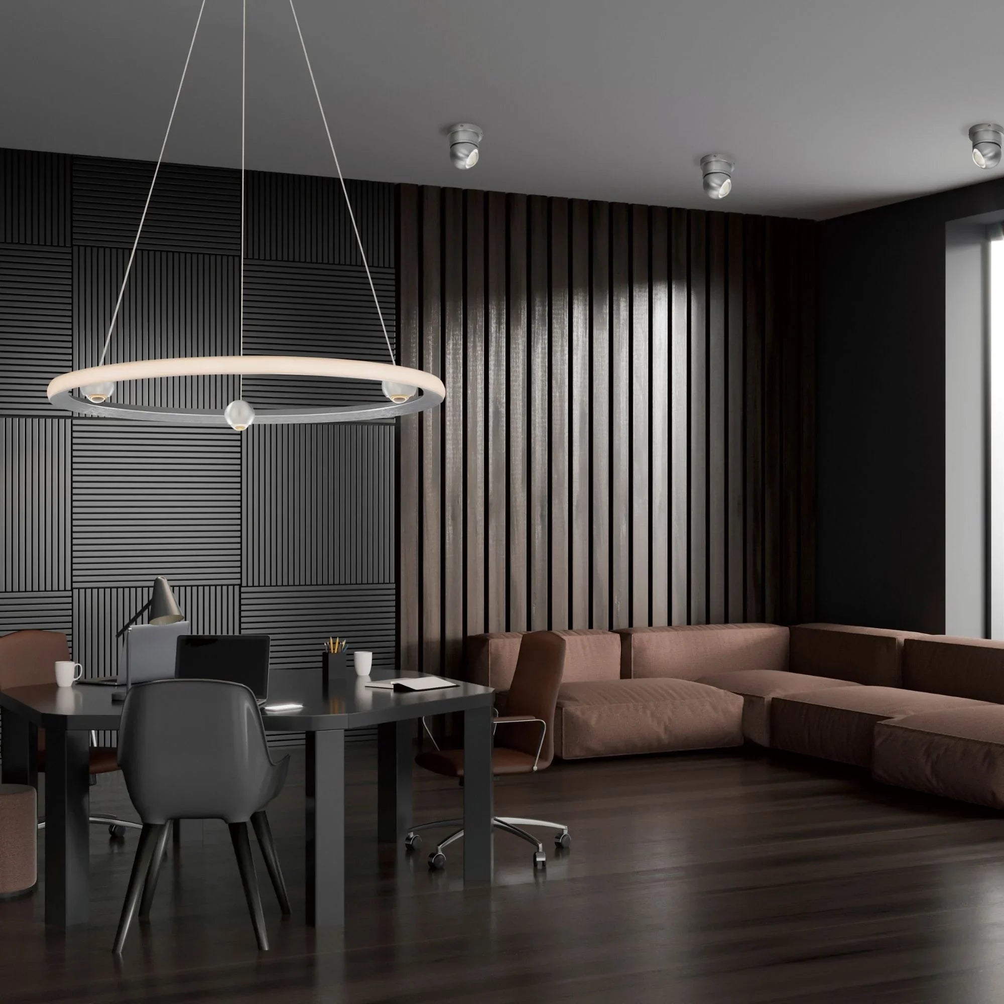Nodes 32" LED Pendant, Brushed Aluminum Finish