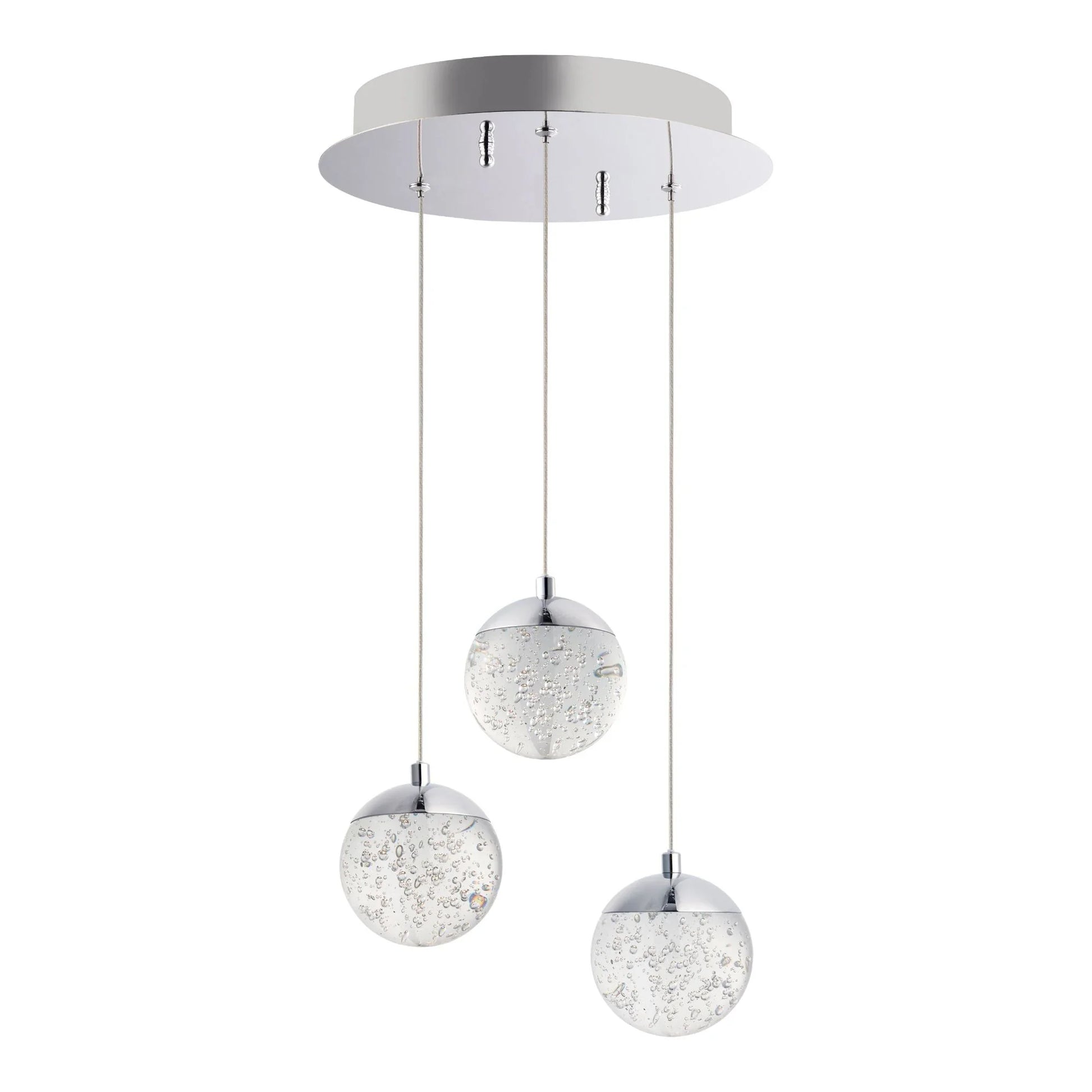 ET2 Lighting - Orb II 12" 3-Light LED Pendant, Polished Chrome Finish | Bees Lighting