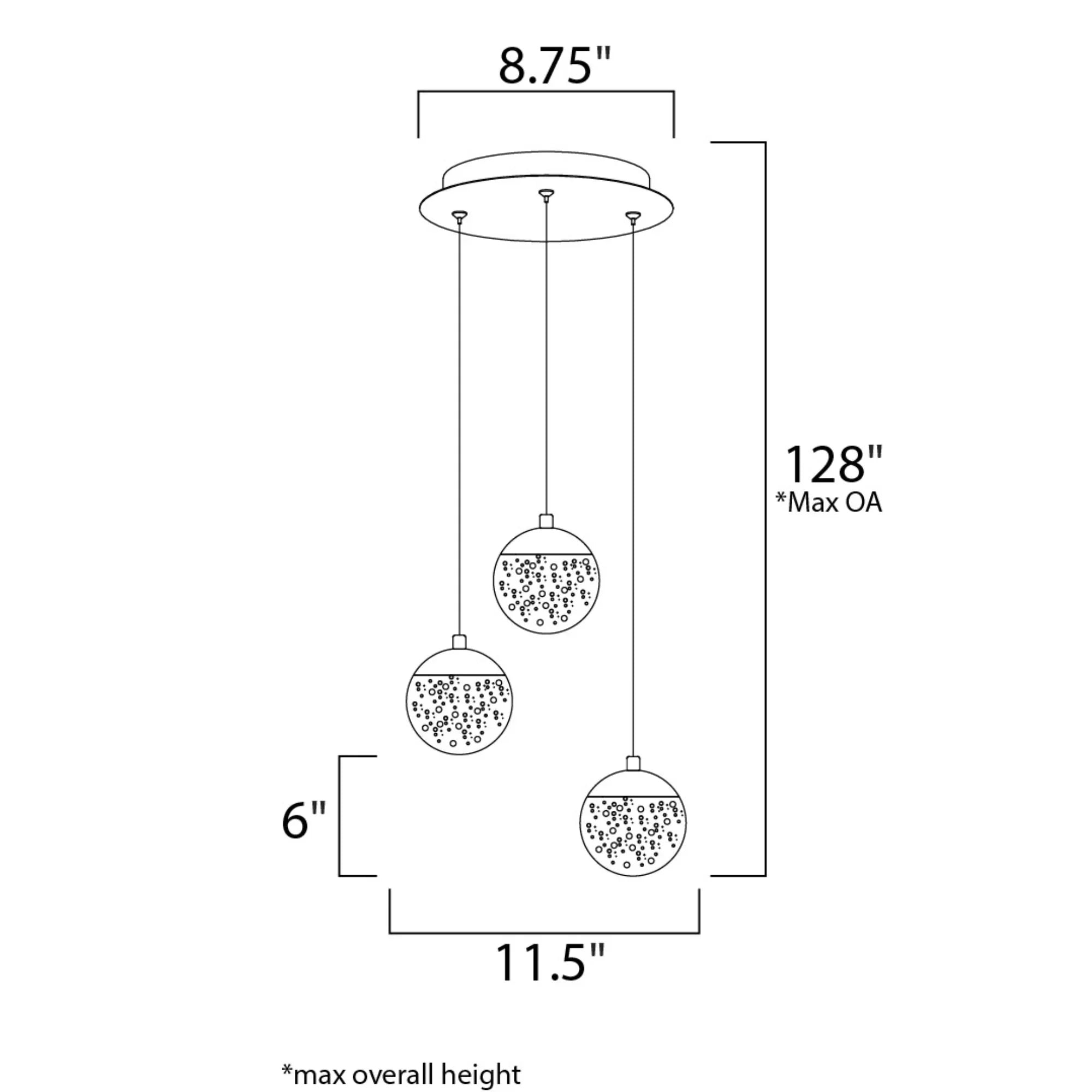 ET2 Lighting - Orb II 12" 3-Light LED Pendant, Polished Chrome Finish | Bees Lighting