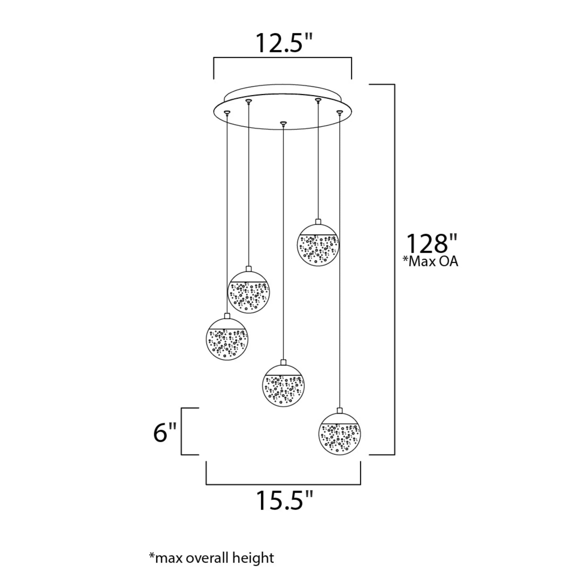 ET2 Lighting - Orb II 16" 5-Light LED Pendant, Polished Chrome Finish | Bees Lighting