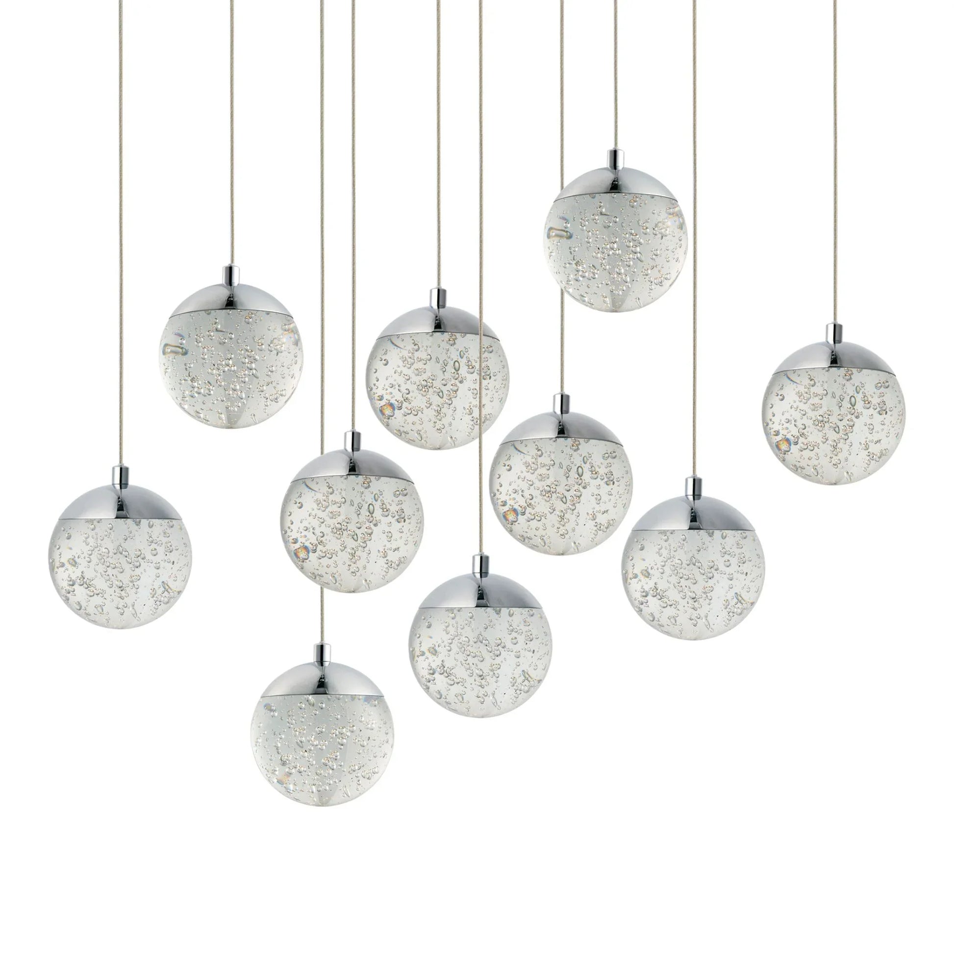 ET2 Lighting - Orb II 34" 10-Light LED Linear Pendant, Polished Chrome Finish | Bees Lighting