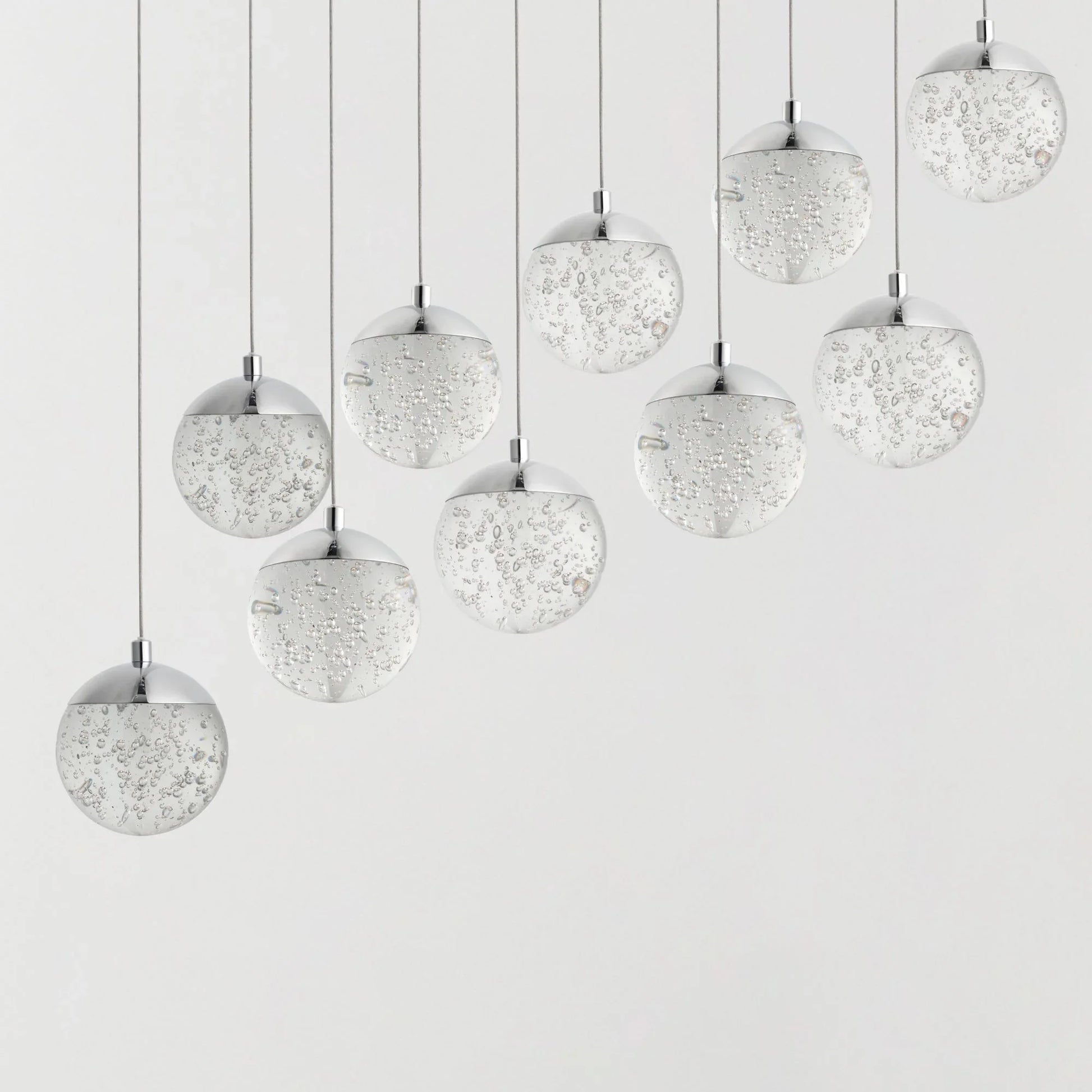 ET2 Lighting - Orb II 34" 10-Light LED Linear Pendant, Polished Chrome Finish | Bees Lighting