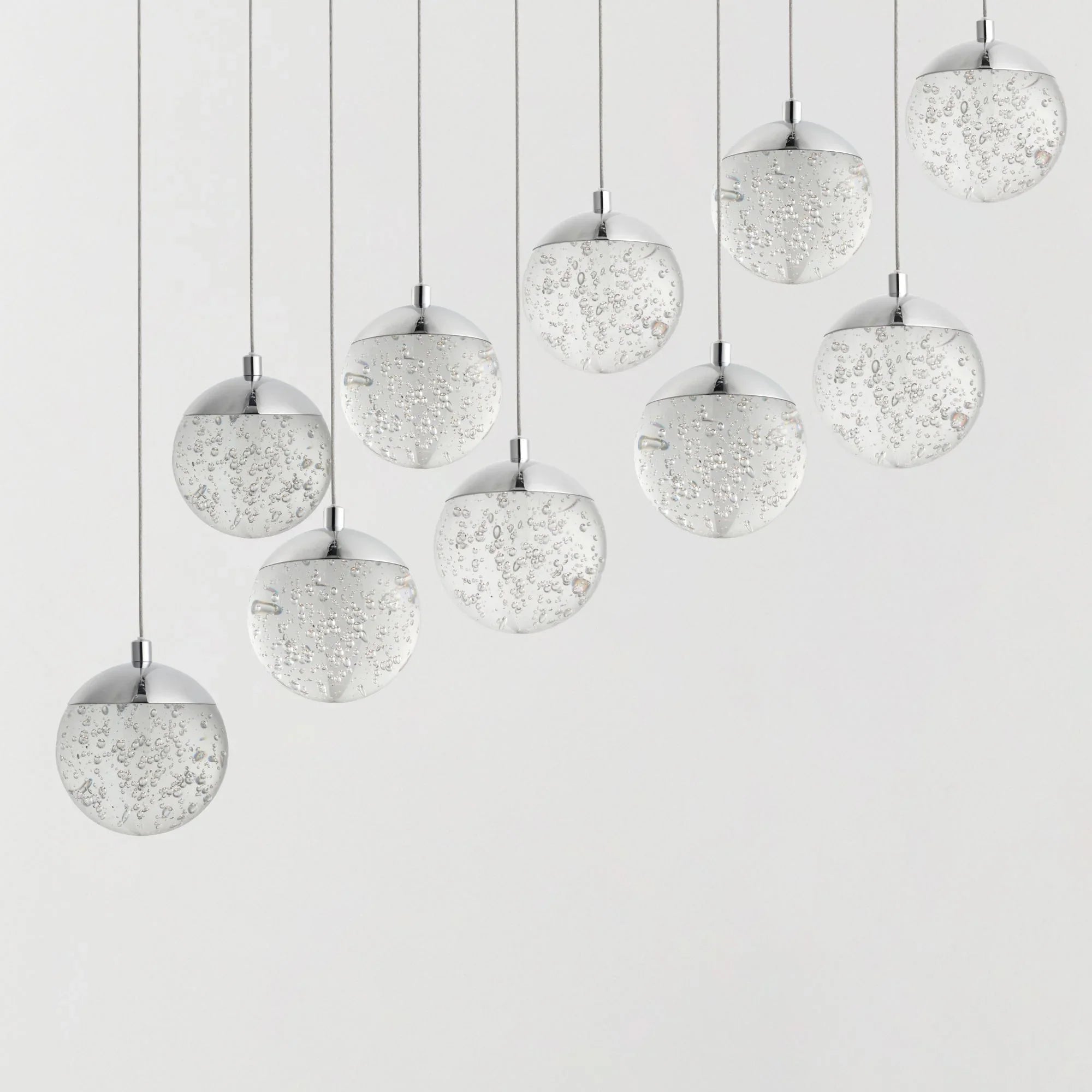 ET2 Lighting - Orb II 34" 10-Light LED Linear Pendant, Polished Chrome Finish | Bees Lighting