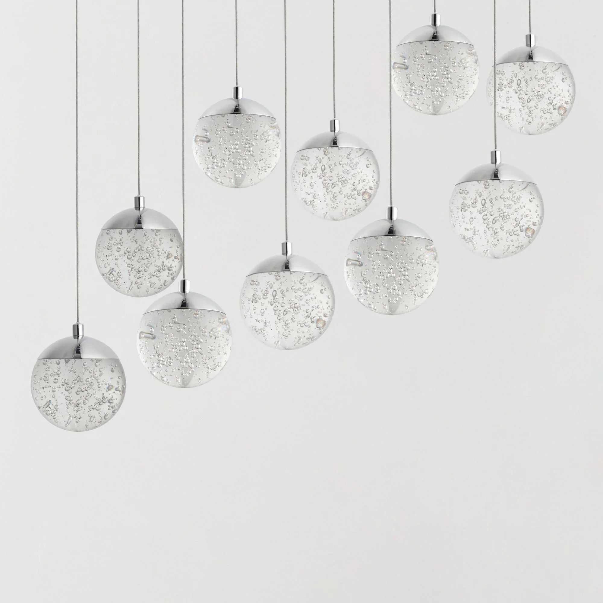ET2 Lighting - Orb II 34" 10-Light LED Linear Pendant, Polished Chrome Finish | Bees Lighting