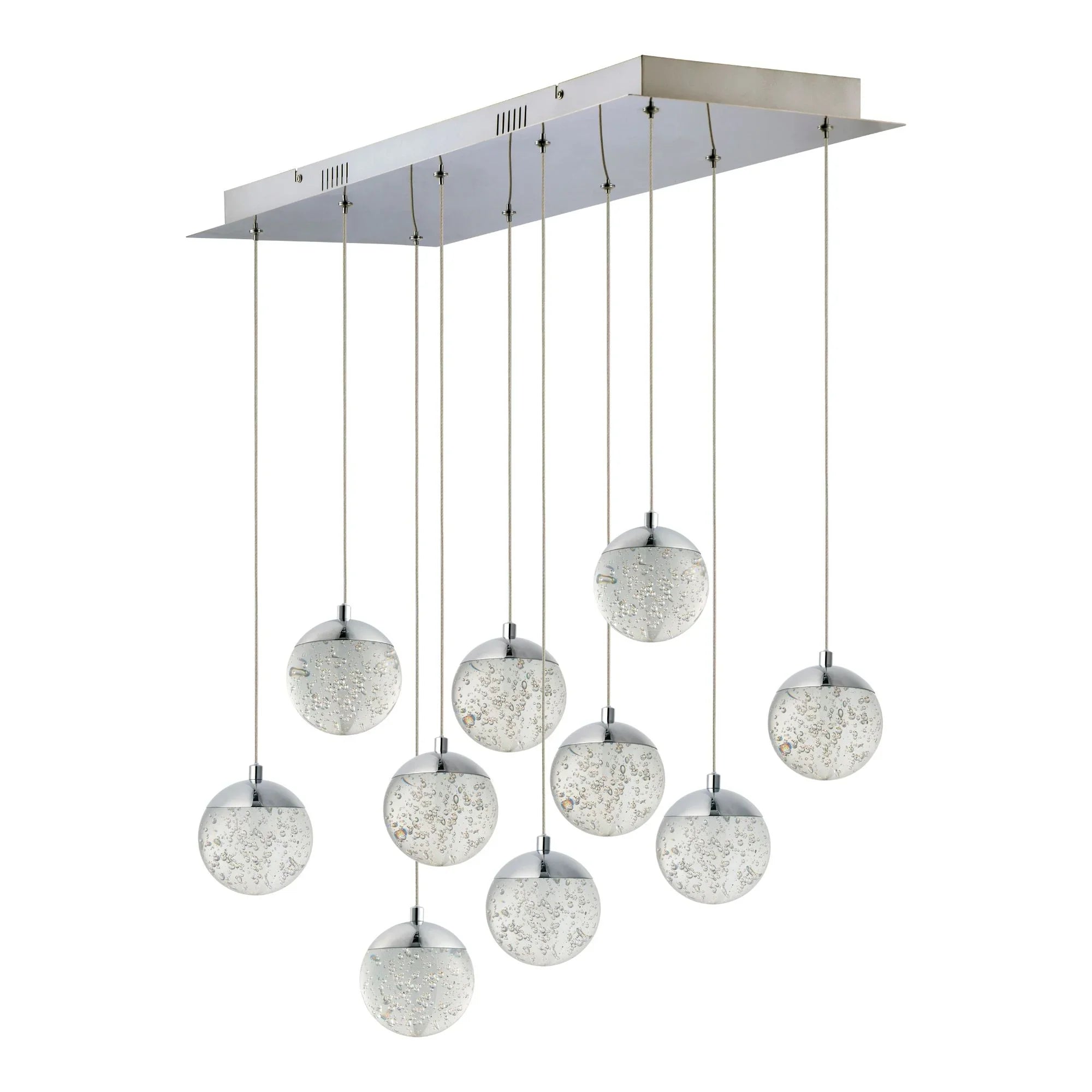 ET2 Lighting - Orb II 34" 10-Light LED Linear Pendant, Polished Chrome Finish | Bees Lighting
