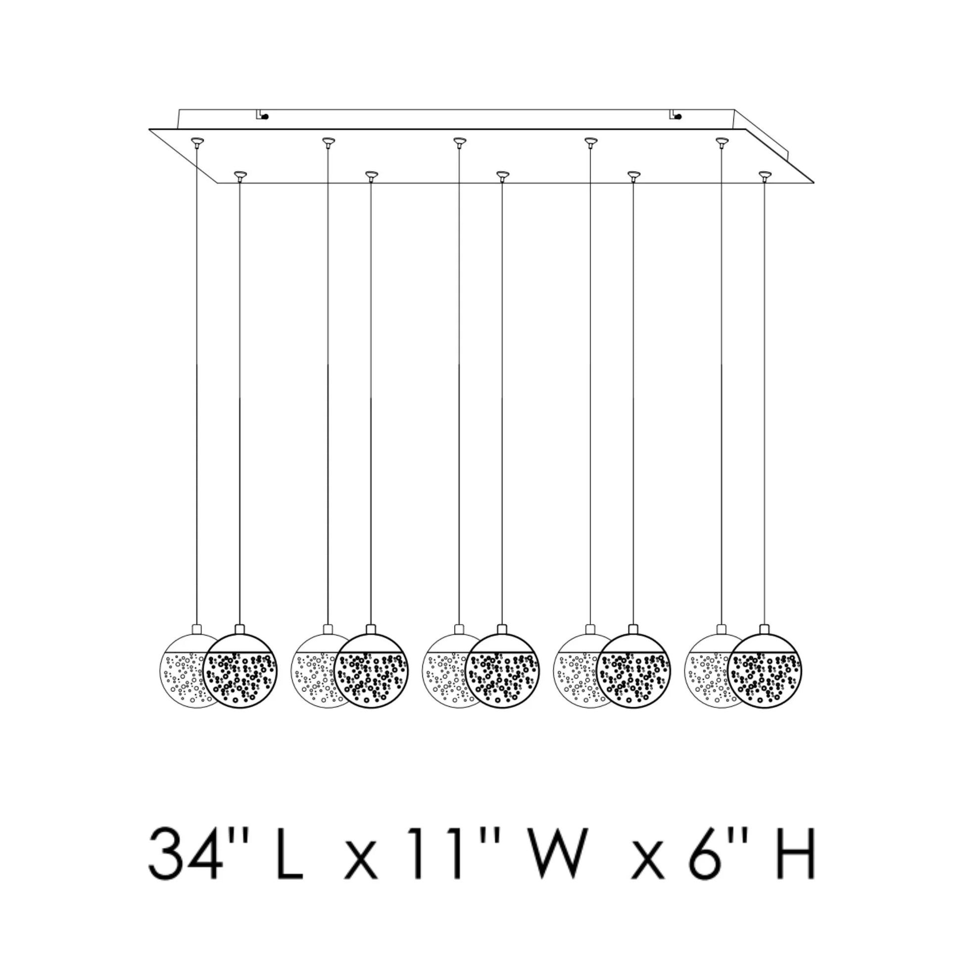 ET2 Lighting - Orb II 34" 10-Light LED Linear Pendant, Polished Chrome Finish | Bees Lighting