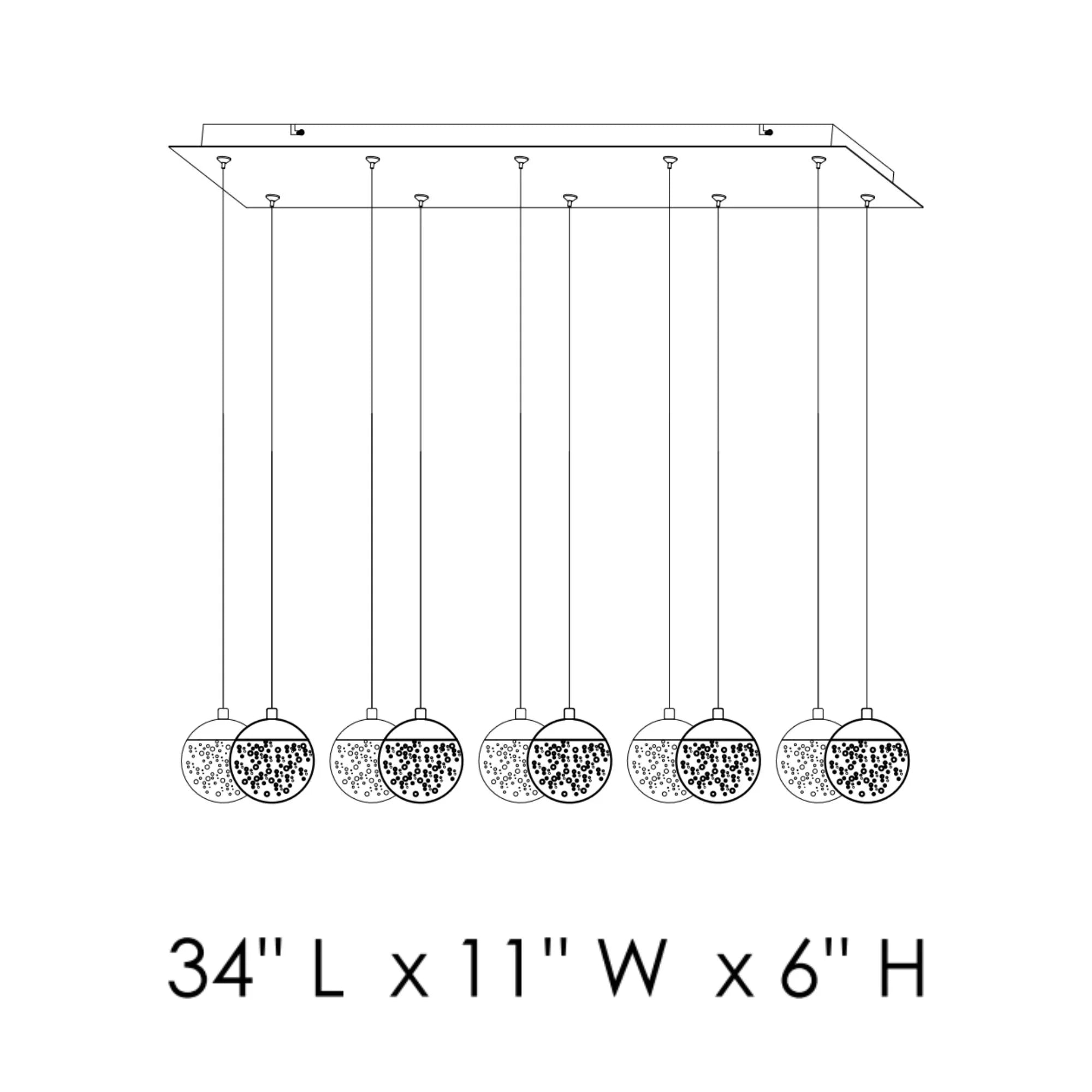 ET2 Lighting - Orb II 34" 10-Light LED Linear Pendant, Polished Chrome Finish | Bees Lighting