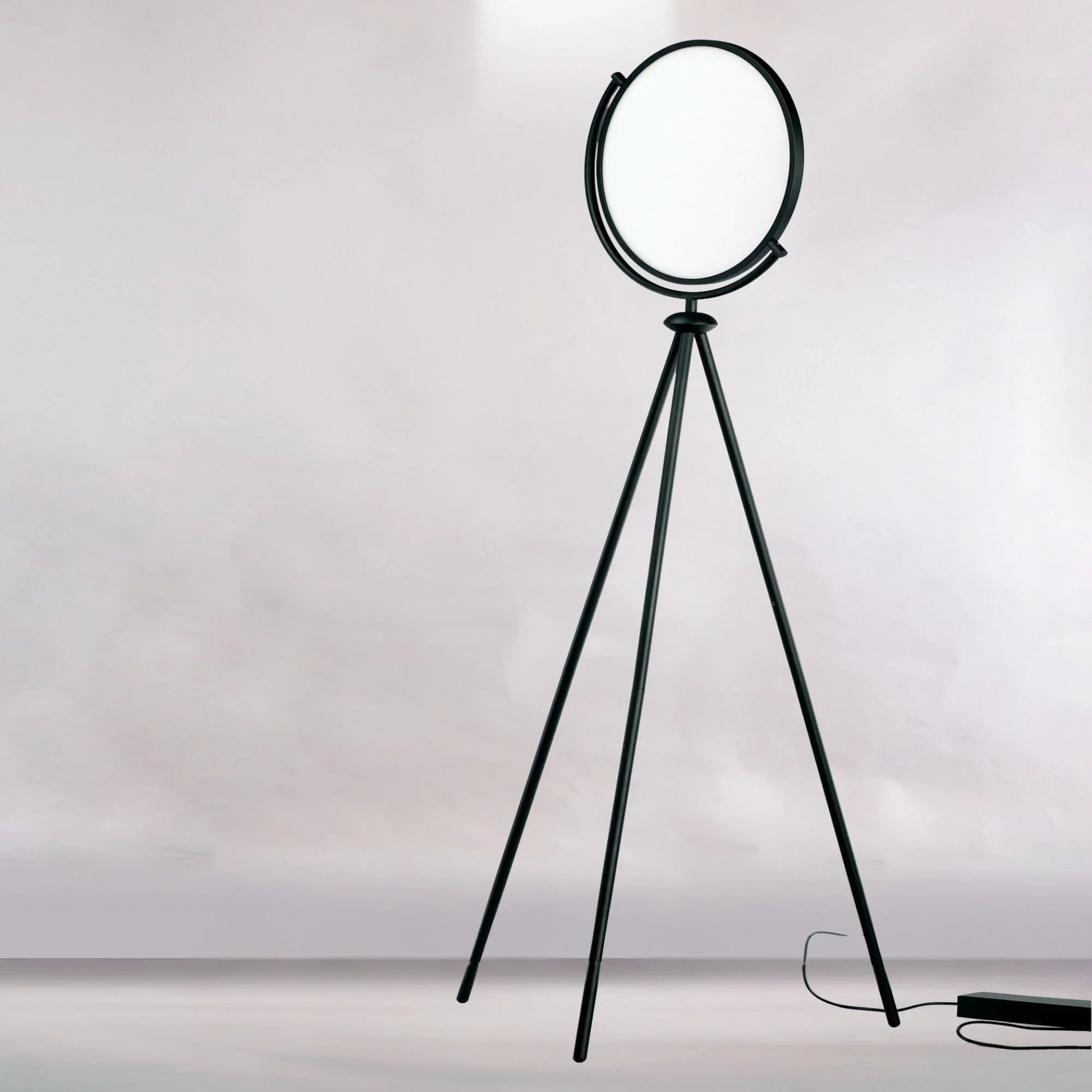 ET2 Lighting - Paddle 68" Floor Lamp with Edge-Lit Adjustable Disc, Black Finish | Bees Lighting