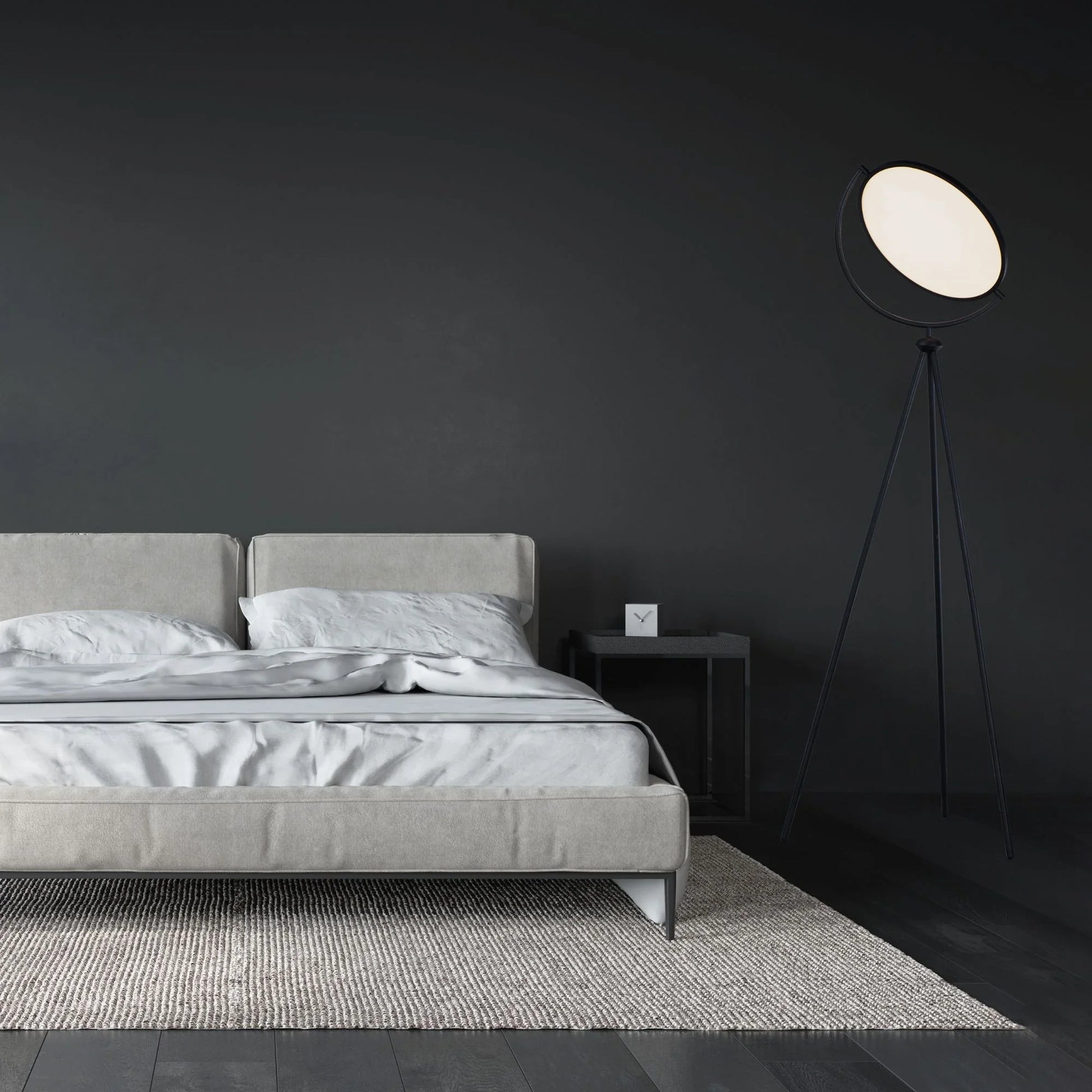 ET2 Lighting - Paddle 68" Floor Lamp with Edge-Lit Adjustable Disc, Black Finish | Bees Lighting