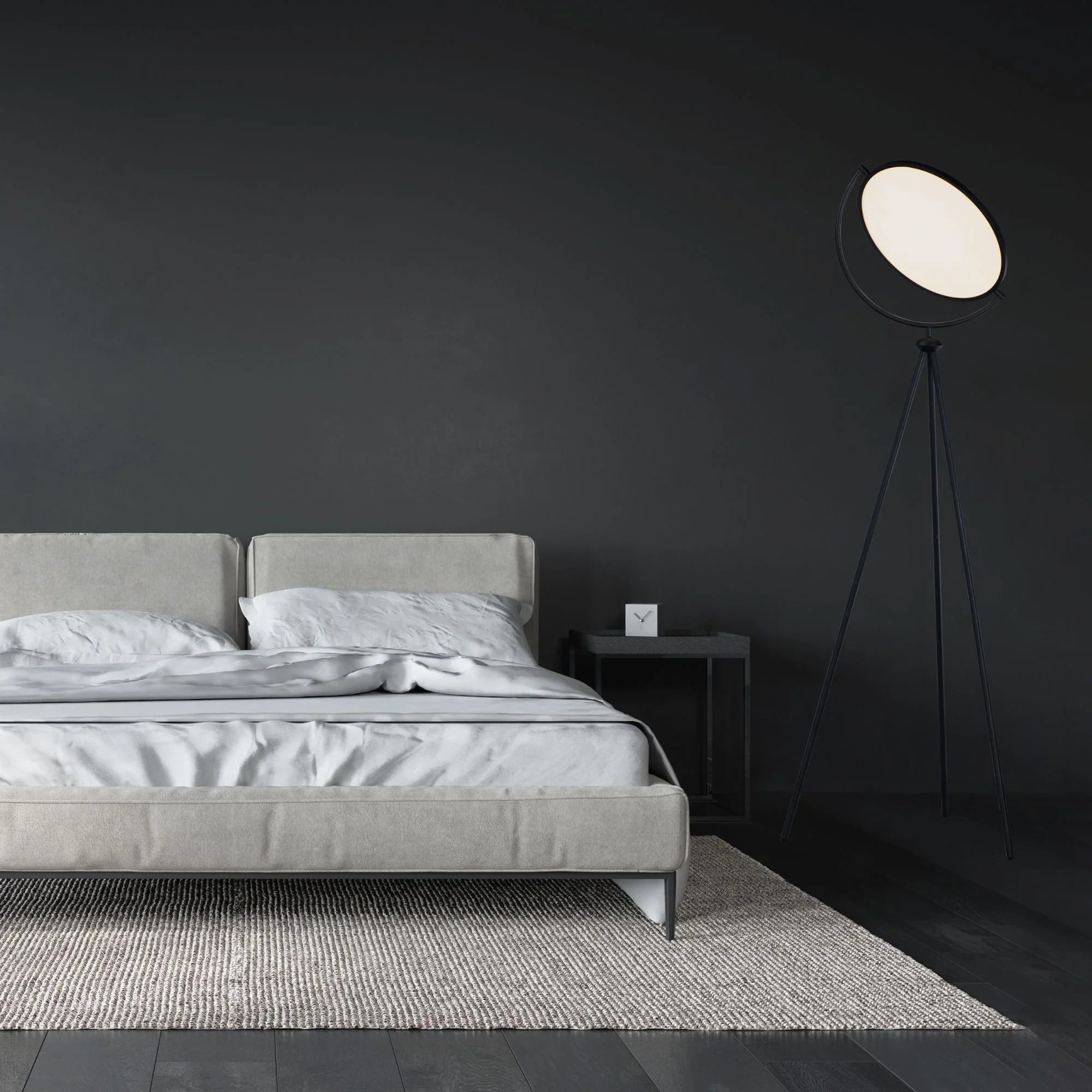 ET2 Lighting - Paddle 68" Floor Lamp with Edge-Lit Adjustable Disc, Black Finish | Bees Lighting