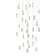 Pebble 36" LED Pendant, Black & Polished Gold Finish