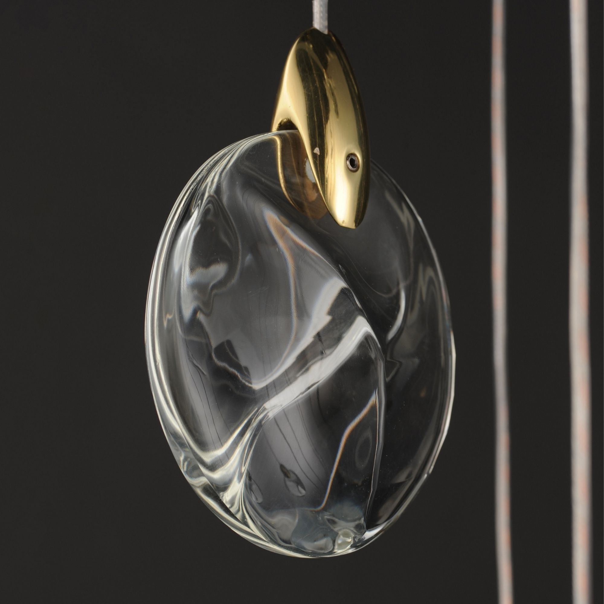 Pebble 36" LED Pendant, Black & Polished Gold Finish