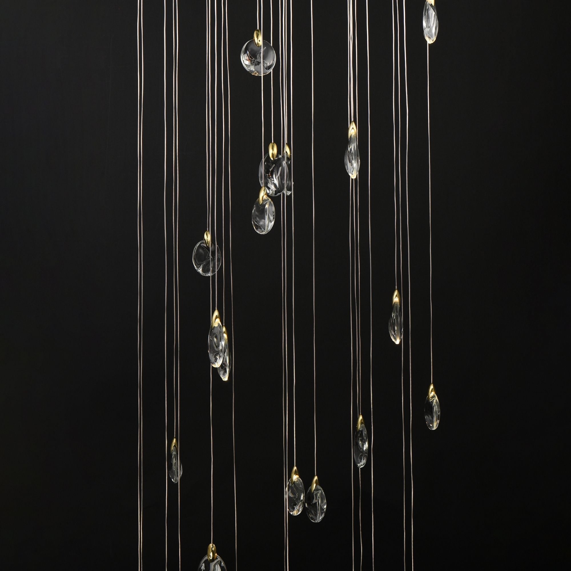 Pebble 36" LED Pendant, Black & Polished Gold Finish