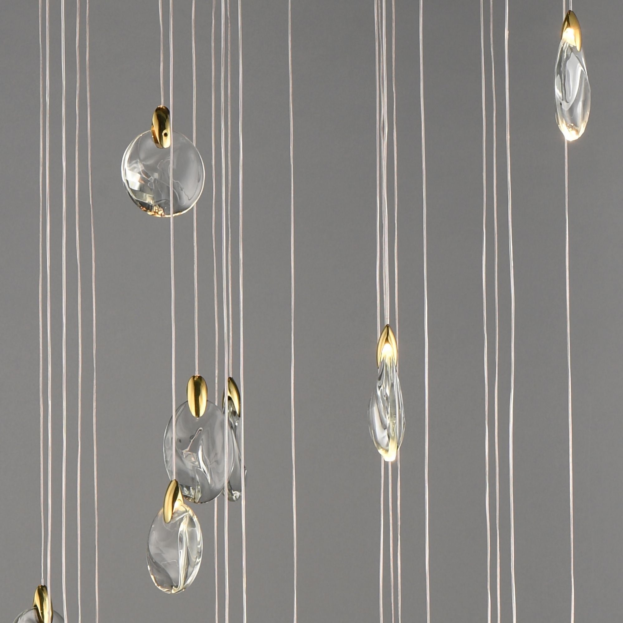 Pebble 36" LED Pendant, Black & Polished Gold Finish