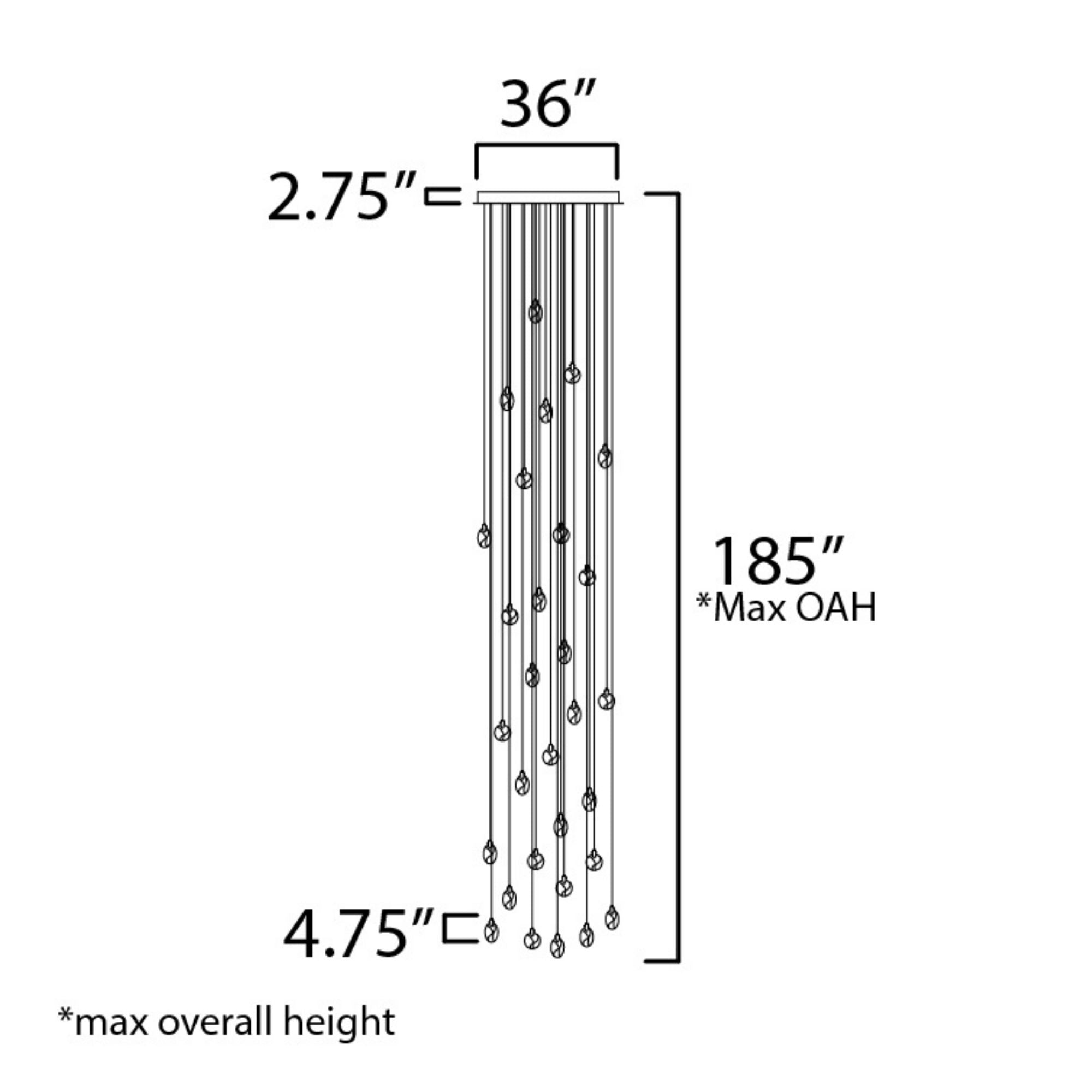 Pebble 36" LED Pendant, Black & Polished Gold Finish