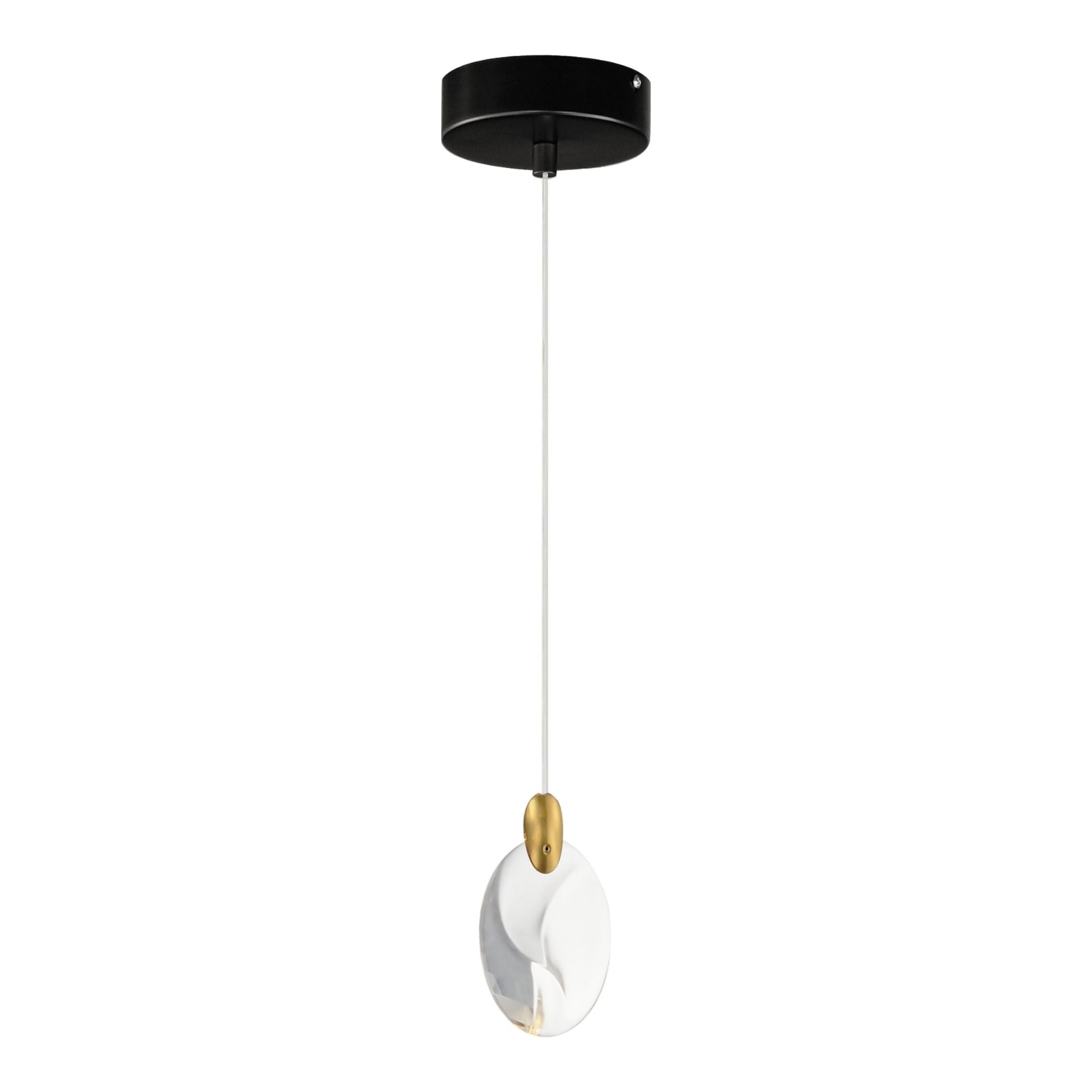 Pebble 5" LED Mini Pendant, Black & Polished Gold Finish