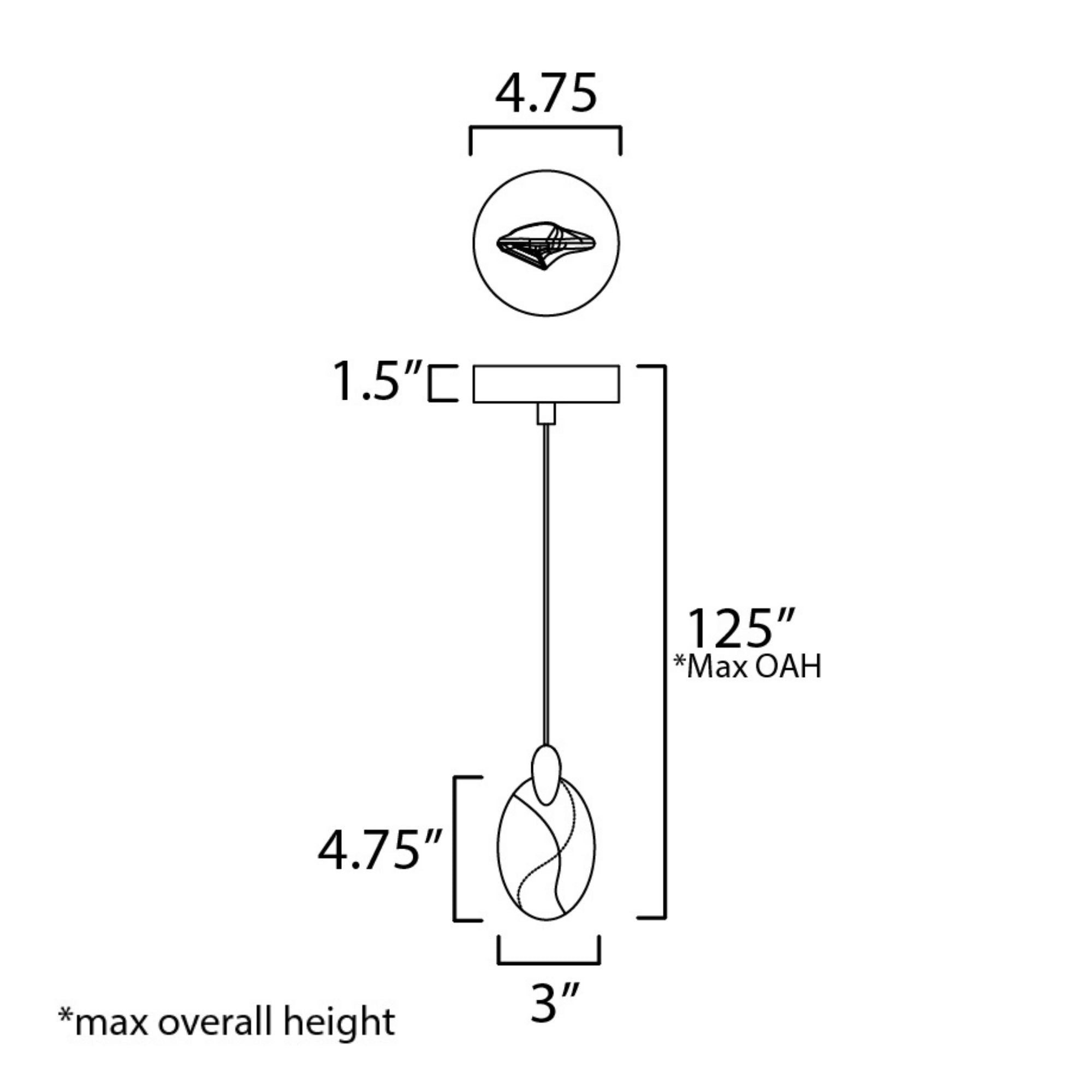 Pebble 5" LED Mini Pendant, Black & Polished Gold Finish