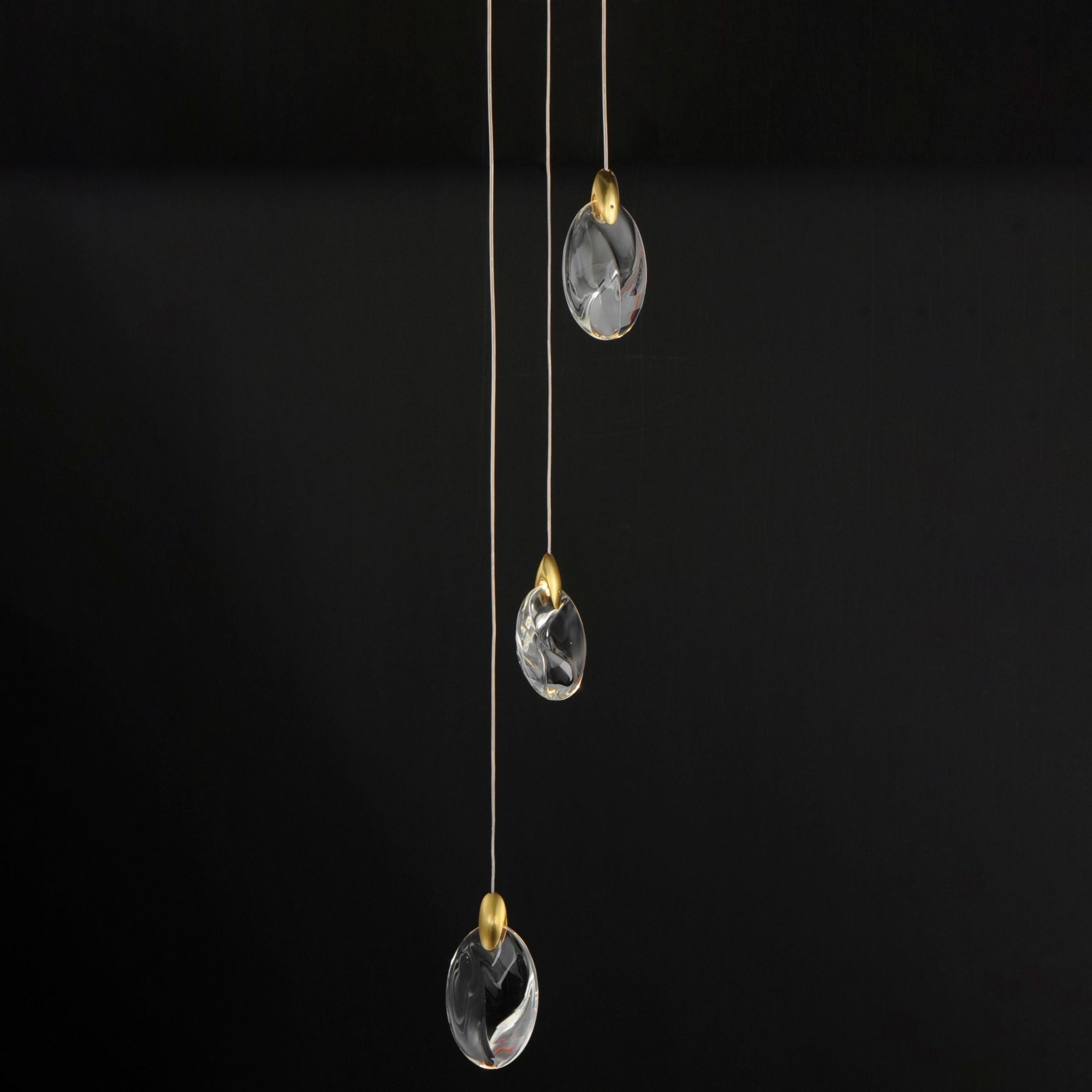 Pebble 8" LED Pendant, Black & Polished Gold Finish