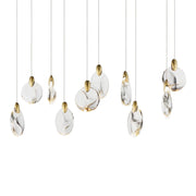 Pebble 36" LED Linear Pendant, Black & Polished Gold Finish