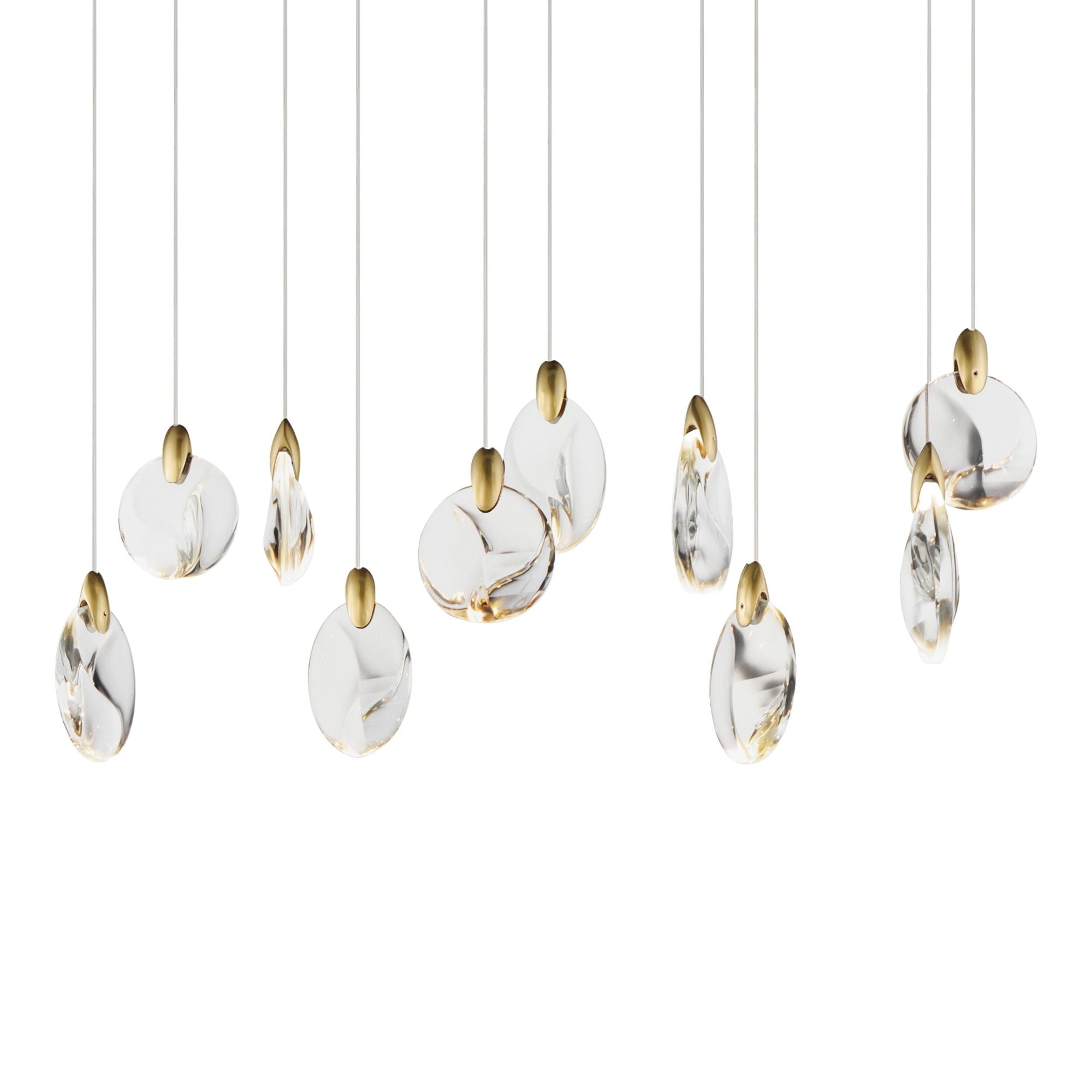 Pebble 36" LED Linear Pendant, Black & Polished Gold Finish