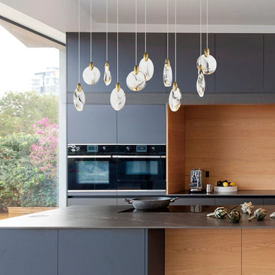 ET2 Pebble 35.5 in. 13-Light Pendant, Black & Polished Gold with Crystal