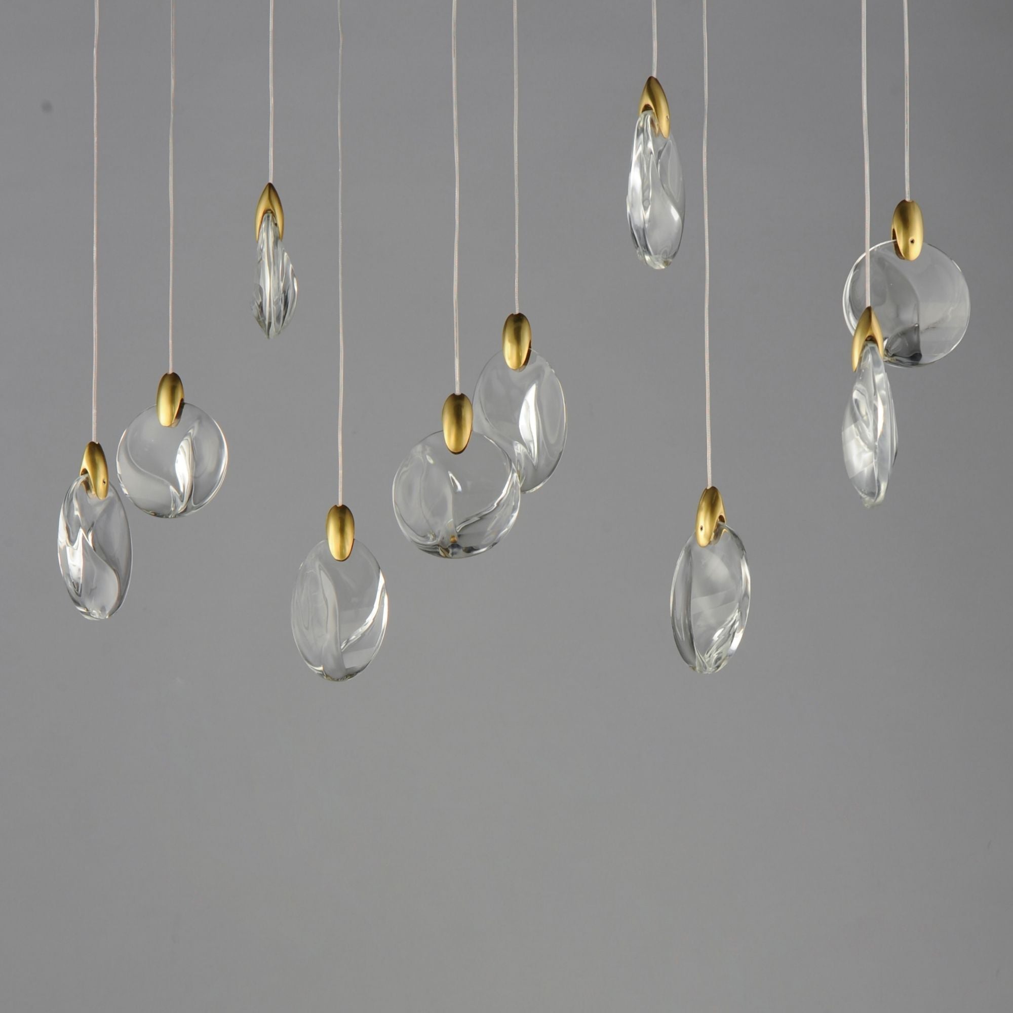 Pebble 36" LED Linear Pendant, Black & Polished Gold Finish