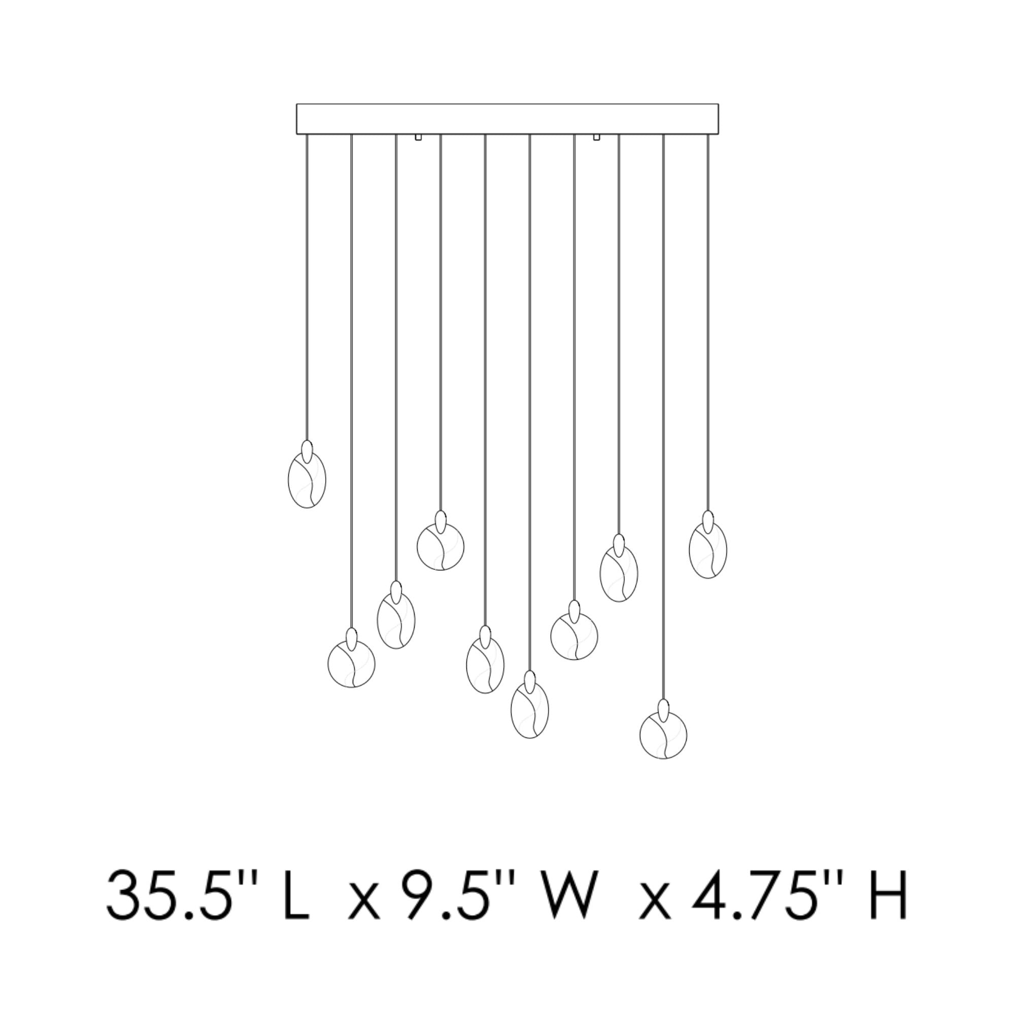 Pebble 36" LED Linear Pendant, Black & Polished Gold Finish