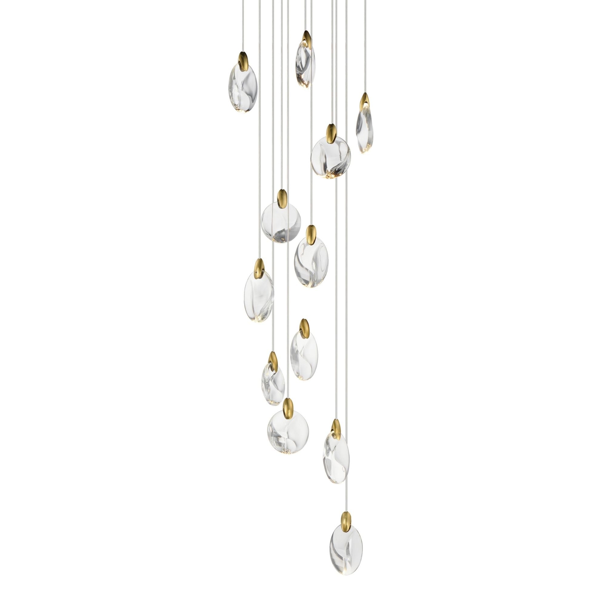 Pebble 16" LED Pendant, Black & Polished Gold Finish