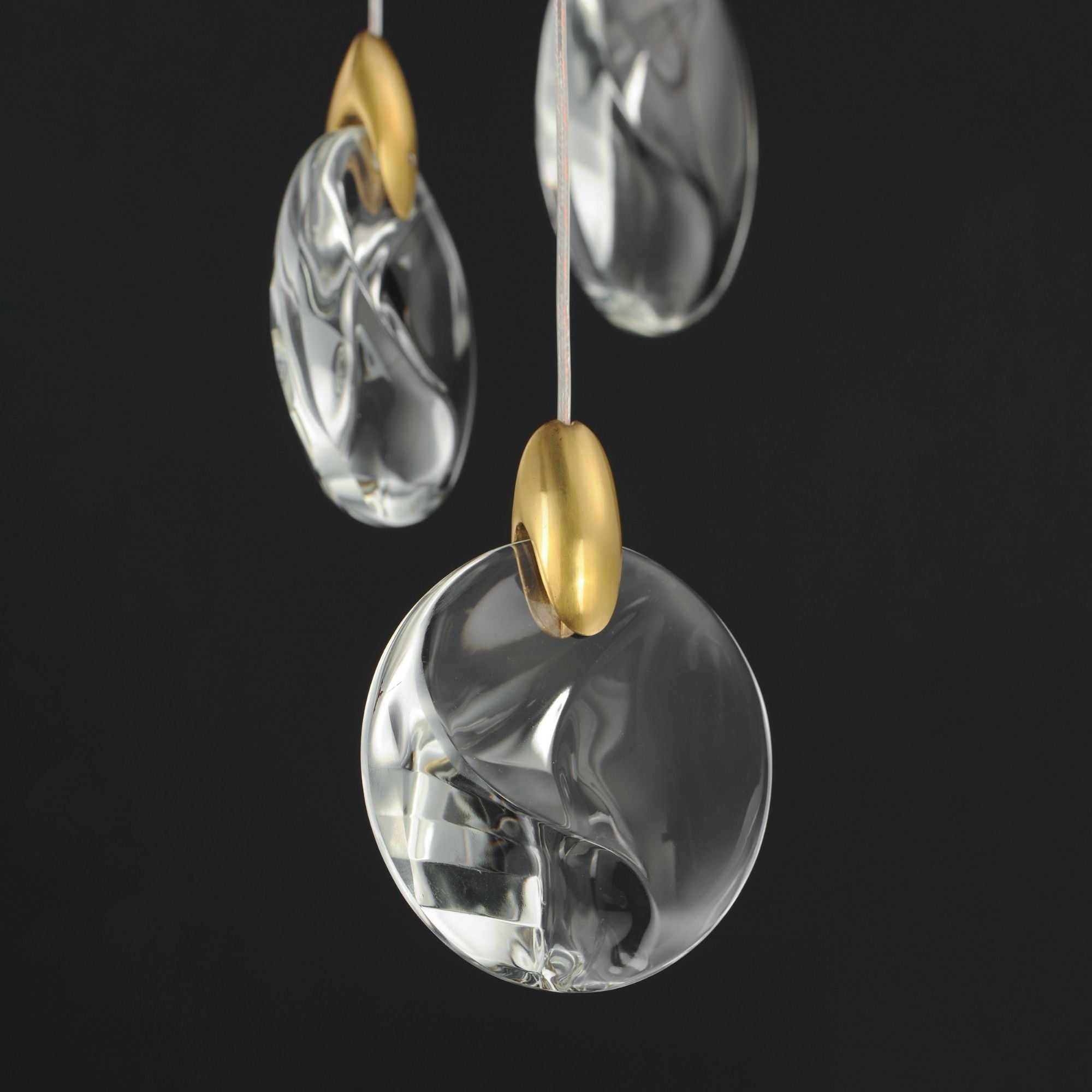 Pebble 16" LED Pendant, Black & Polished Gold Finish