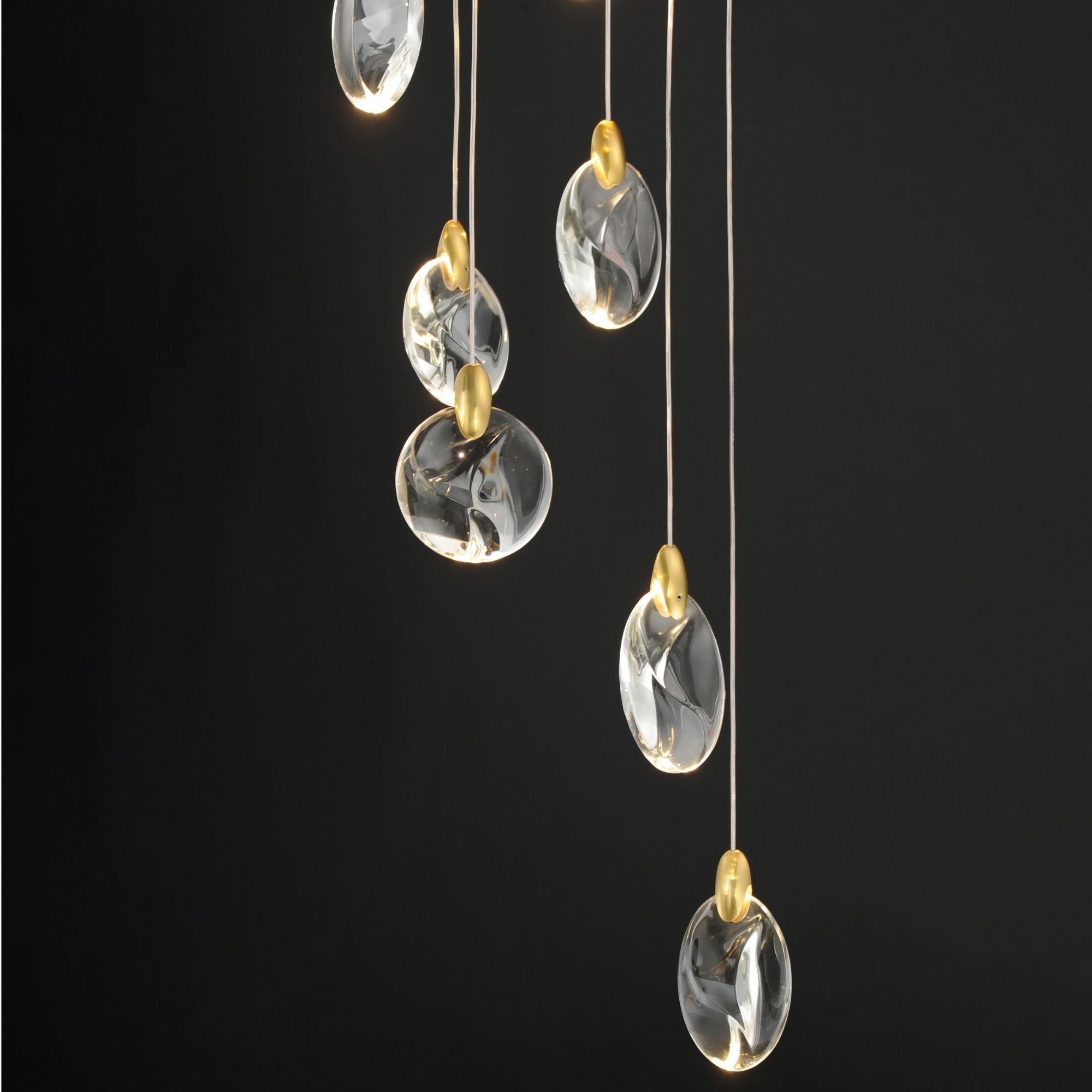 Pebble 16" LED Pendant, Black & Polished Gold Finish