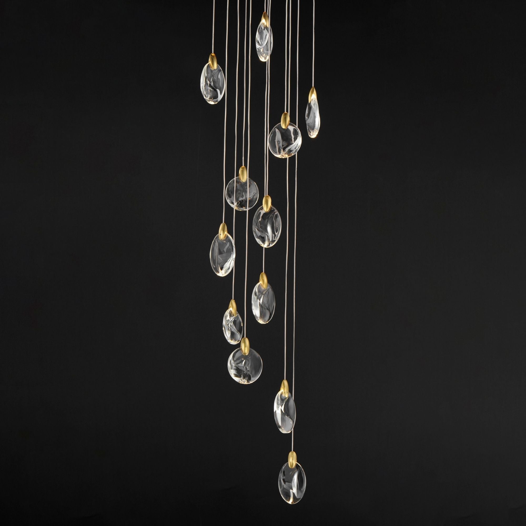 Pebble 16" LED Pendant, Black & Polished Gold Finish