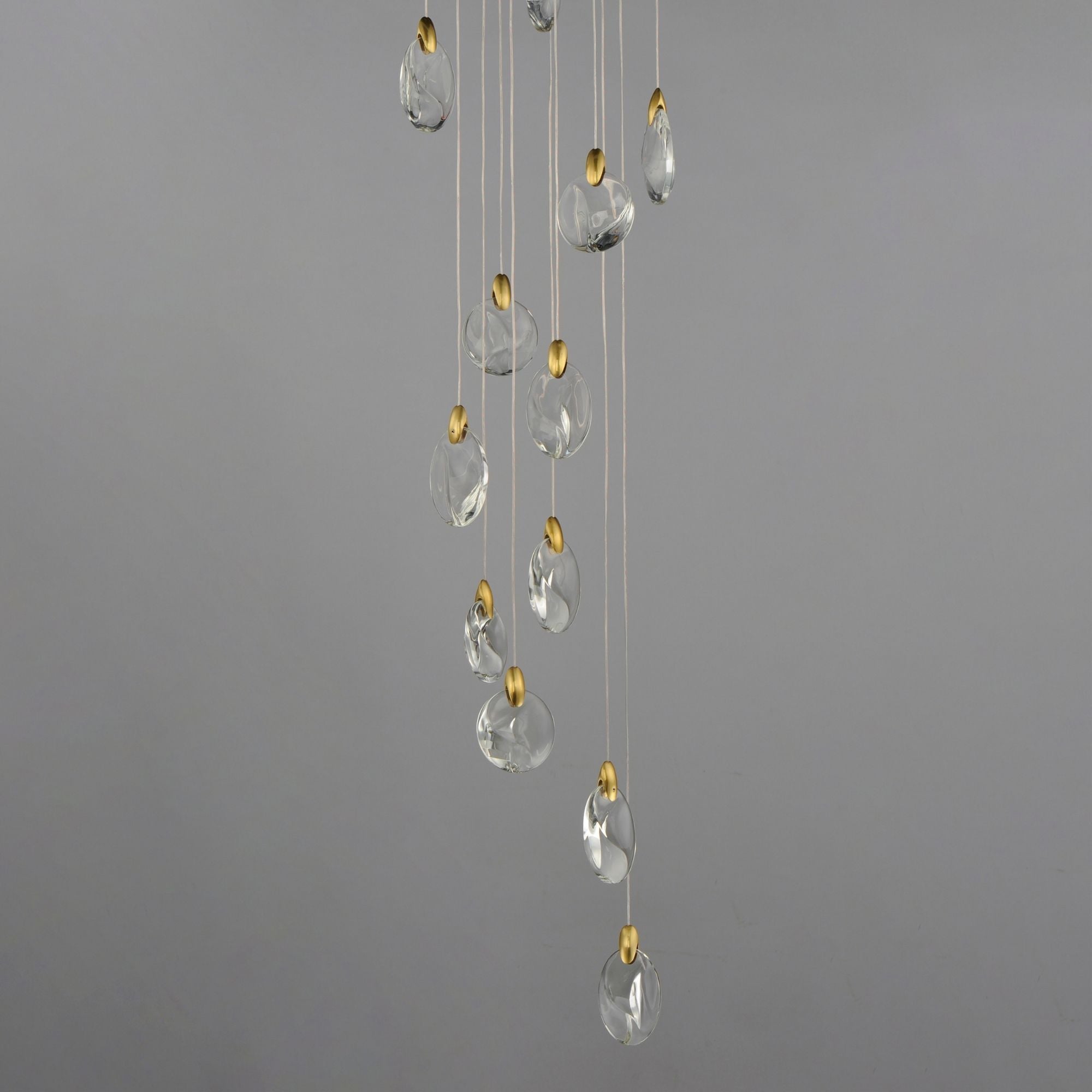 Pebble 16" LED Pendant, Black & Polished Gold Finish