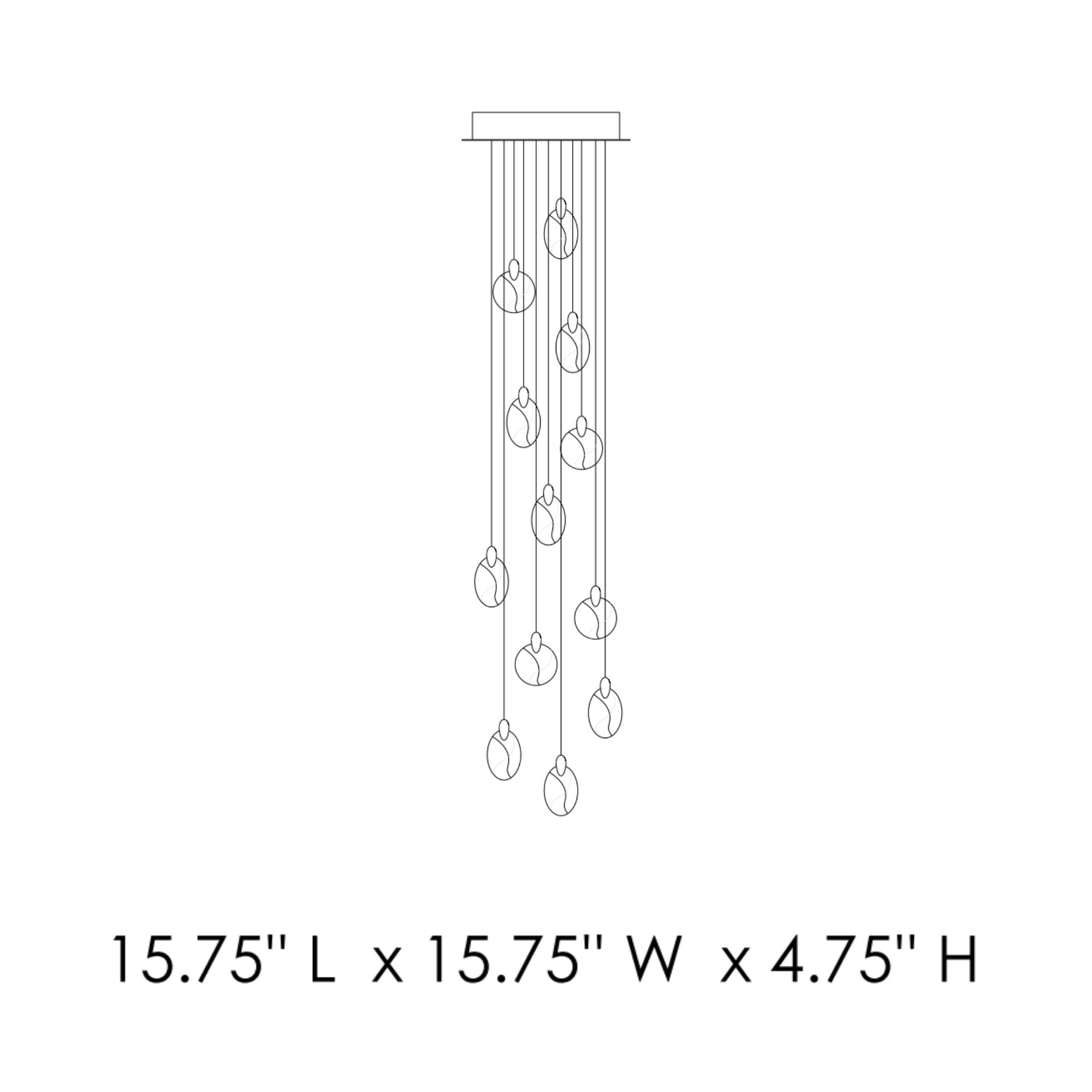 Pebble 16" LED Pendant, Black & Polished Gold Finish