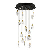 Pebble 22" LED Pendant, Black & Polished Gold Finish