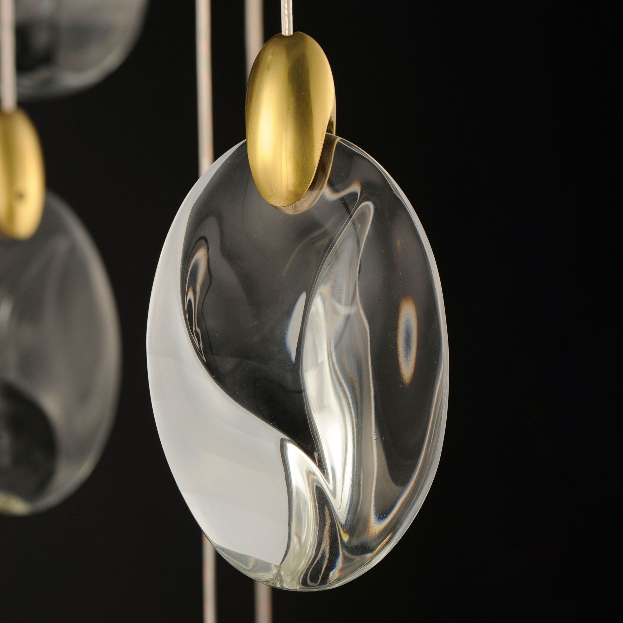 Pebble 22" LED Pendant, Black & Polished Gold Finish