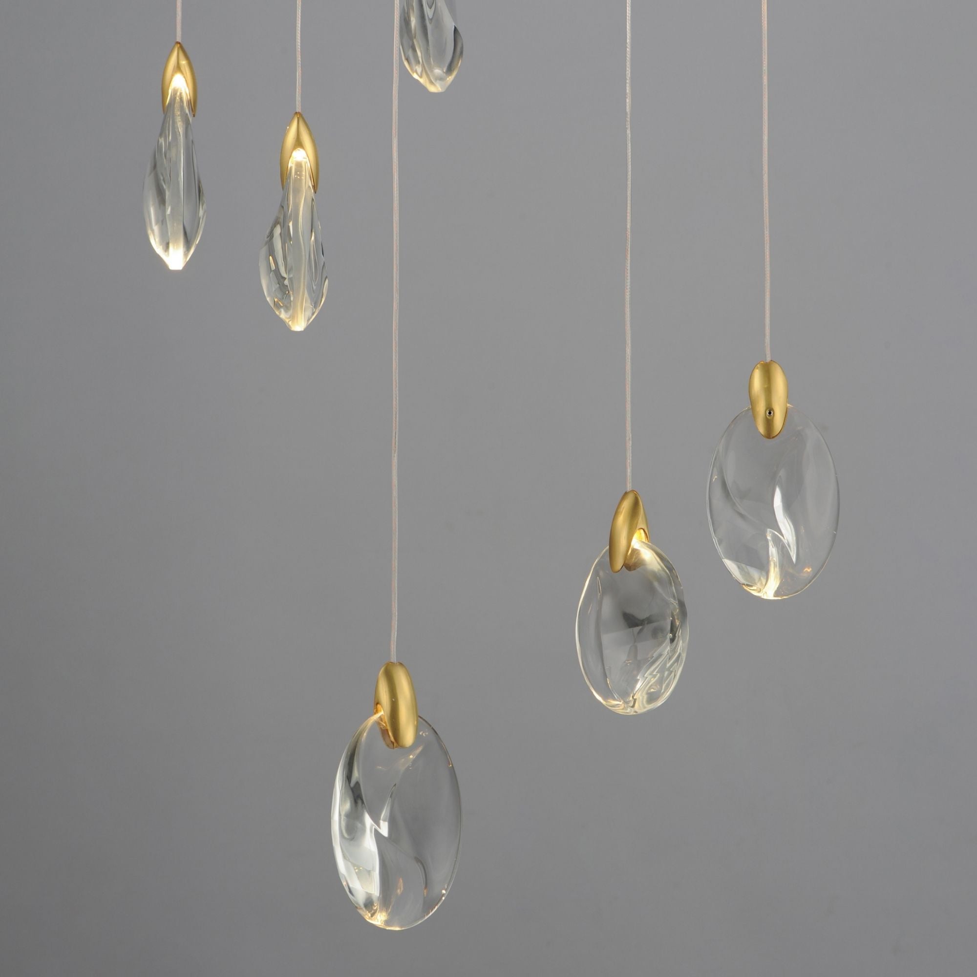 Pebble 22" LED Pendant, Black & Polished Gold Finish