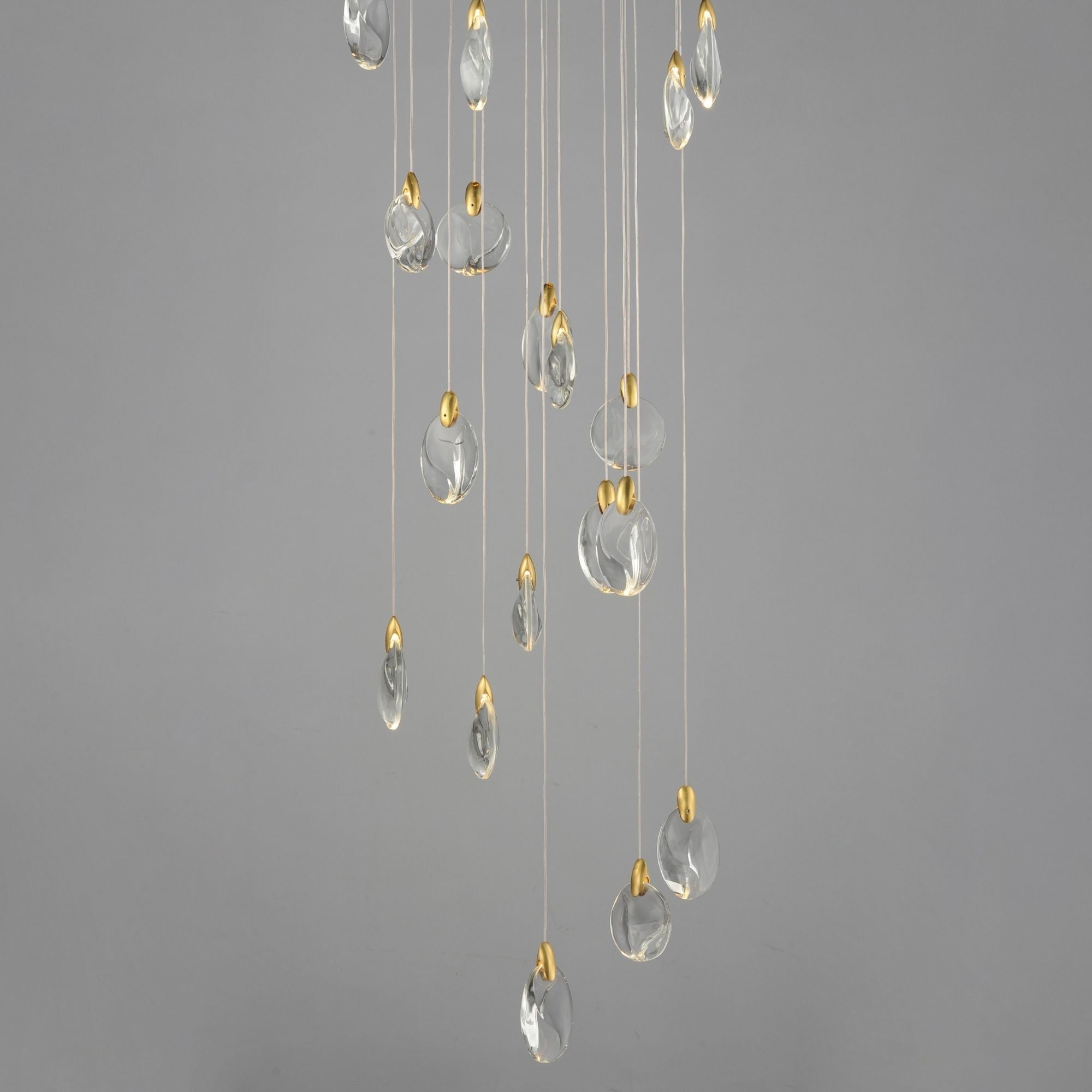 Pebble 22" LED Pendant, Black & Polished Gold Finish