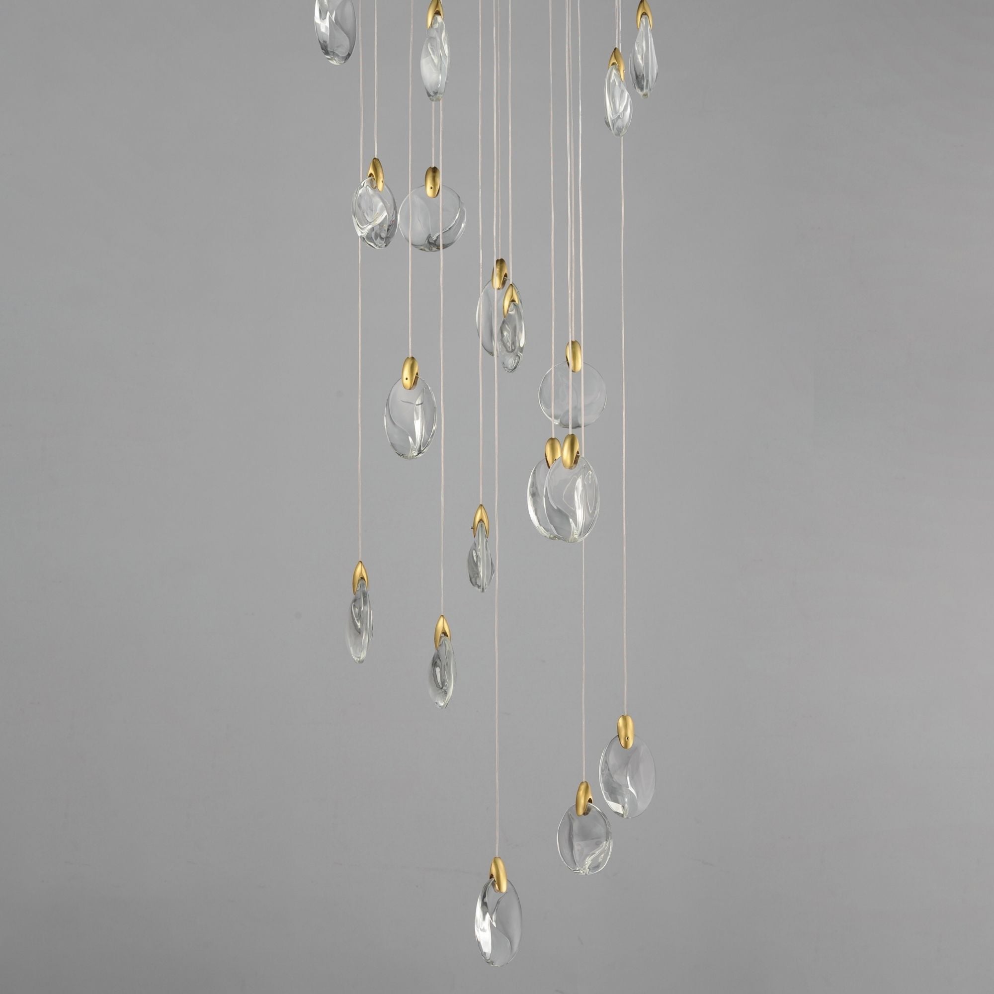 Pebble 22" LED Pendant, Black & Polished Gold Finish