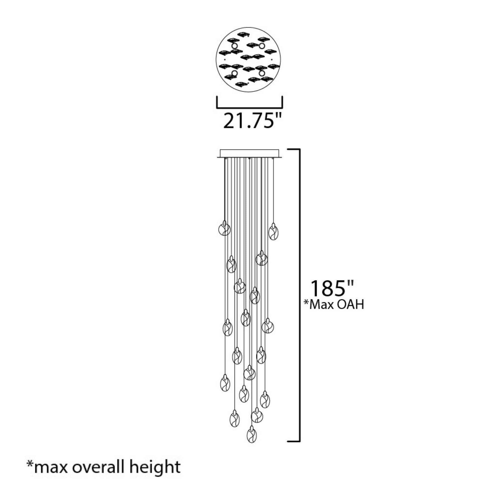 Pebble 22" LED Pendant, Black & Polished Gold Finish