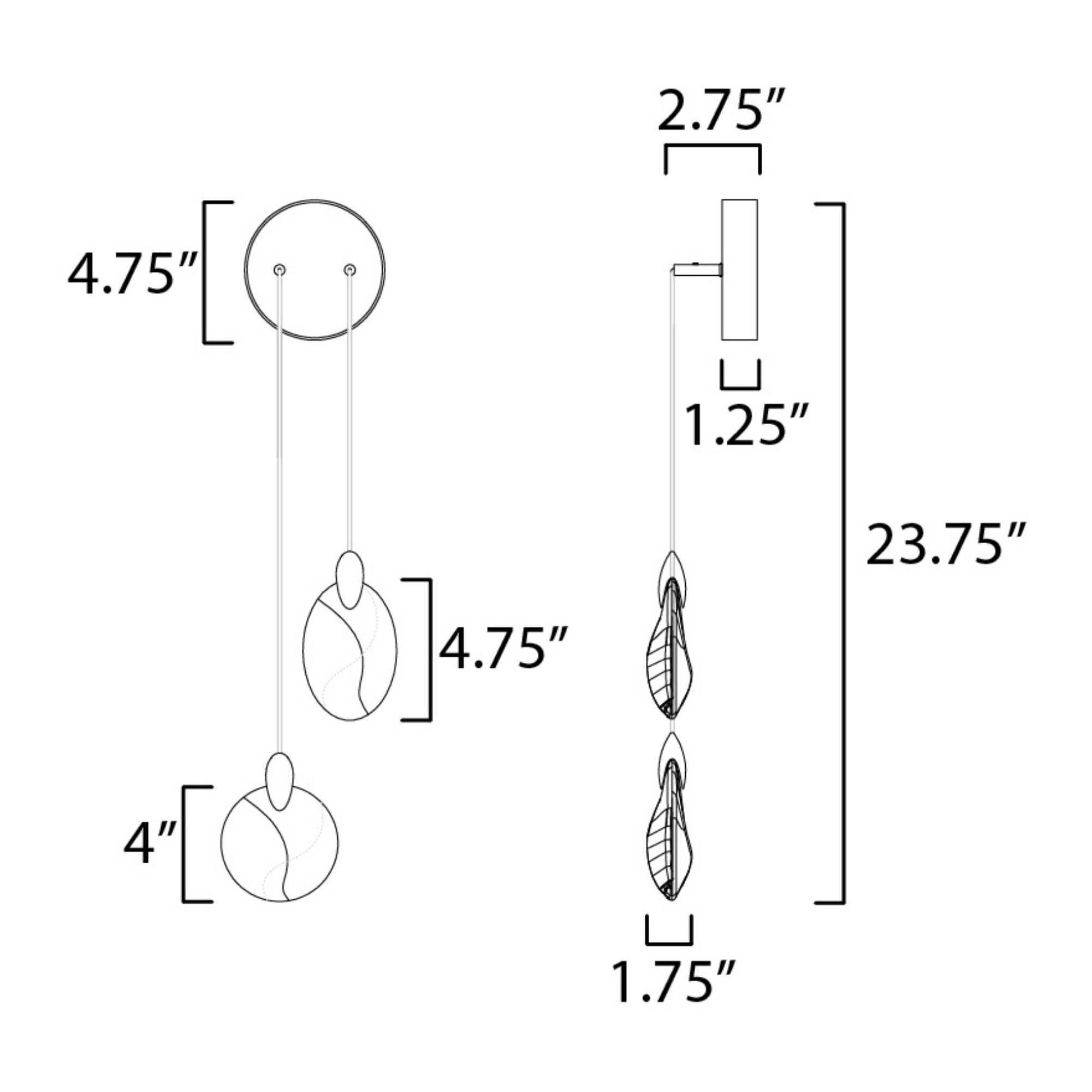 ET2 Lighting - Pebble 24" 2-Light LED Wall Sconce, Black & Polished Gold Finish | Bees Lighting