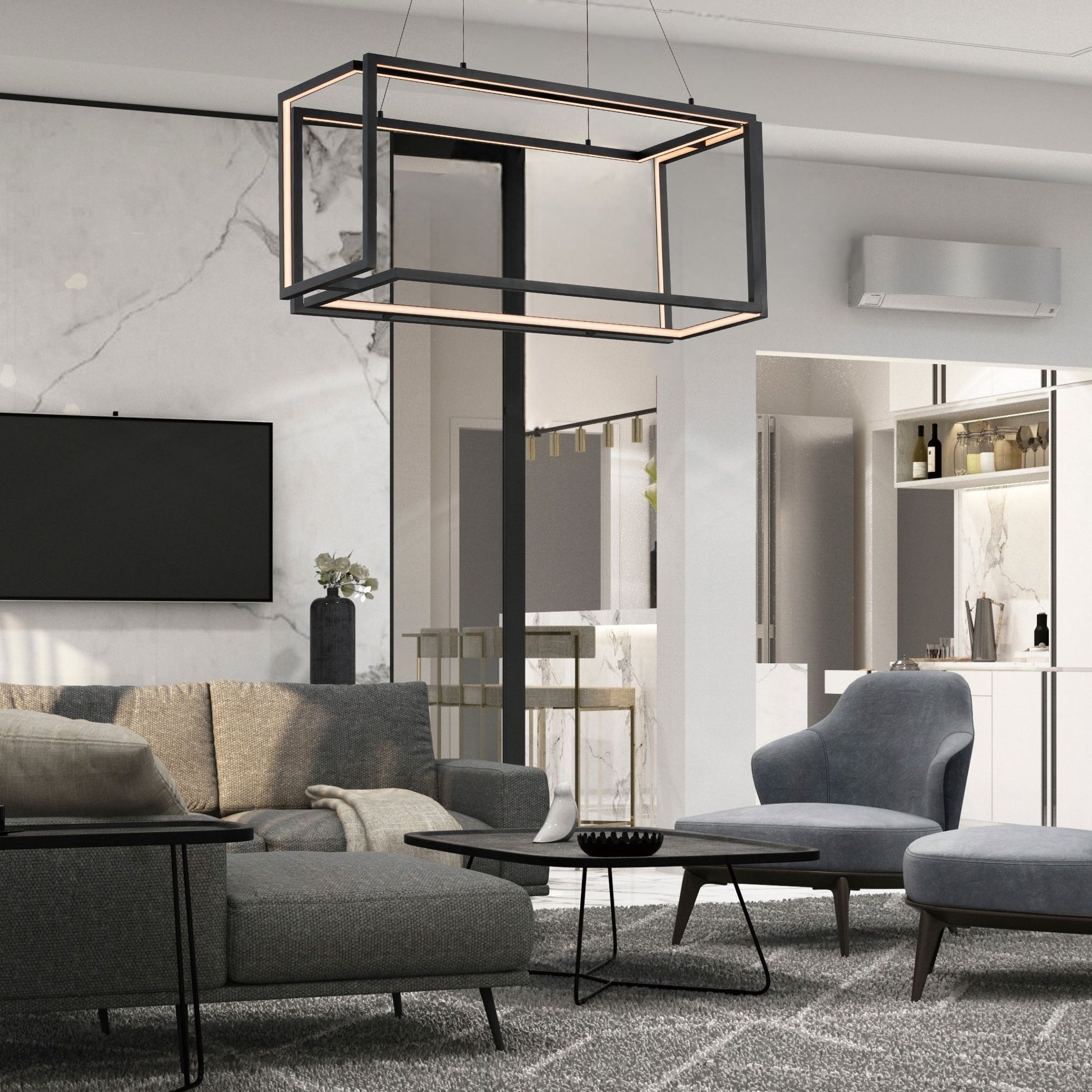 ET2 Lighting - Penrose 38" Linear LED Pendant, 120-277V, Black Finish | Bees Lighting